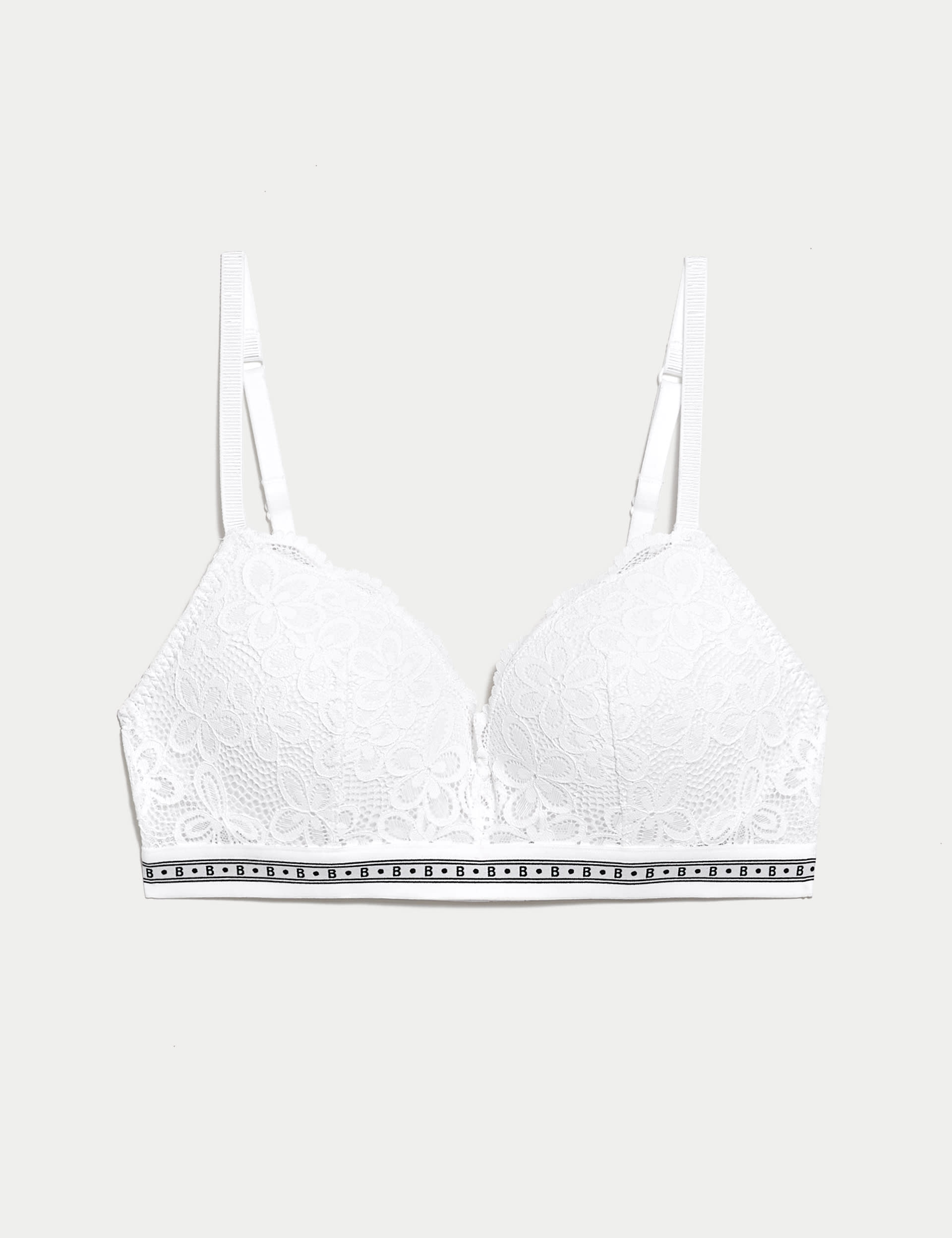 B By Boutique Women's Cleo Lace Non Wired Push Up Bra A-E - 36E - White, Black,White