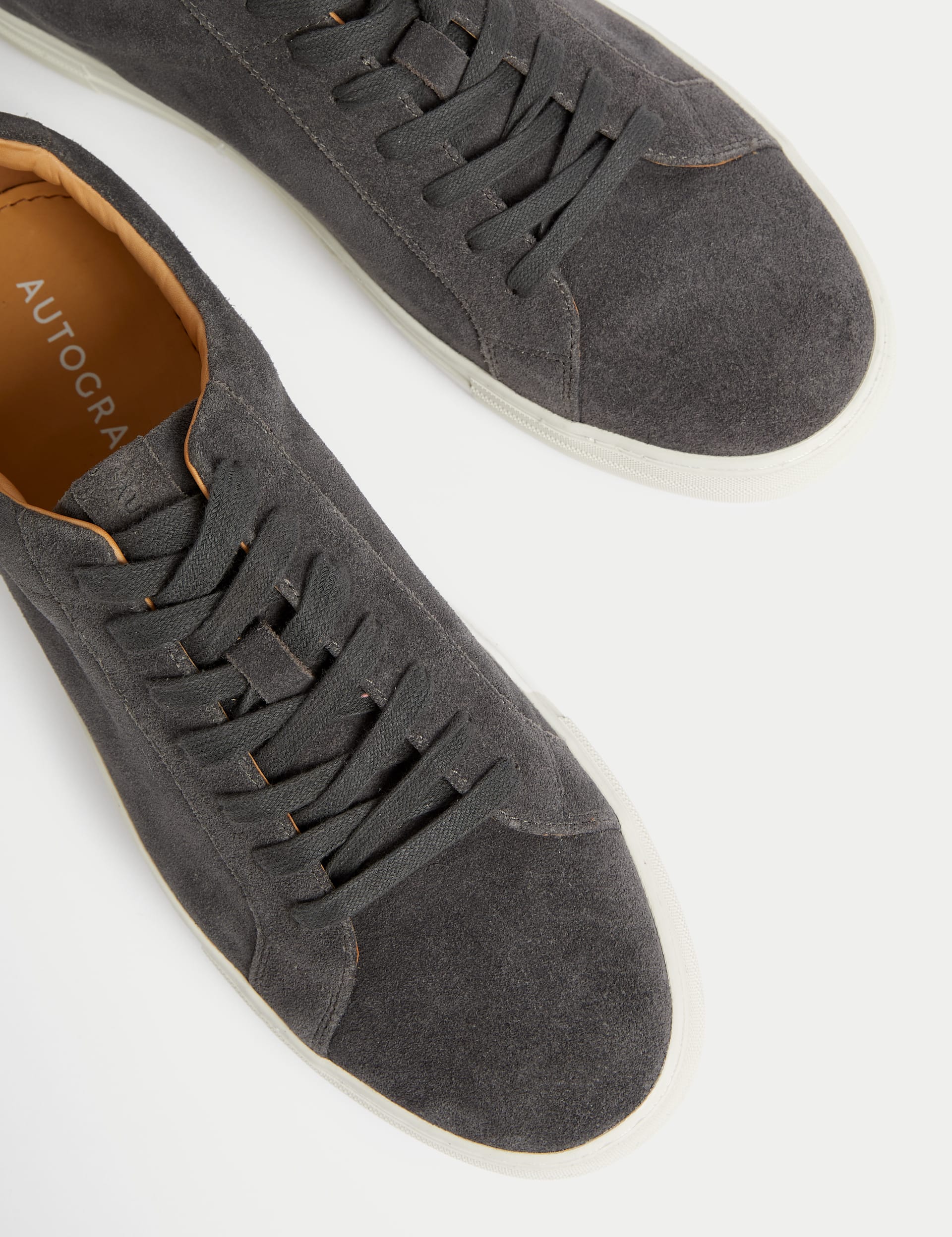 Autograph Men's Suede Lace Up Trainers with Freshfeet - 8 - Dark Charcoal, Stone,Dark Charcoal,Navy