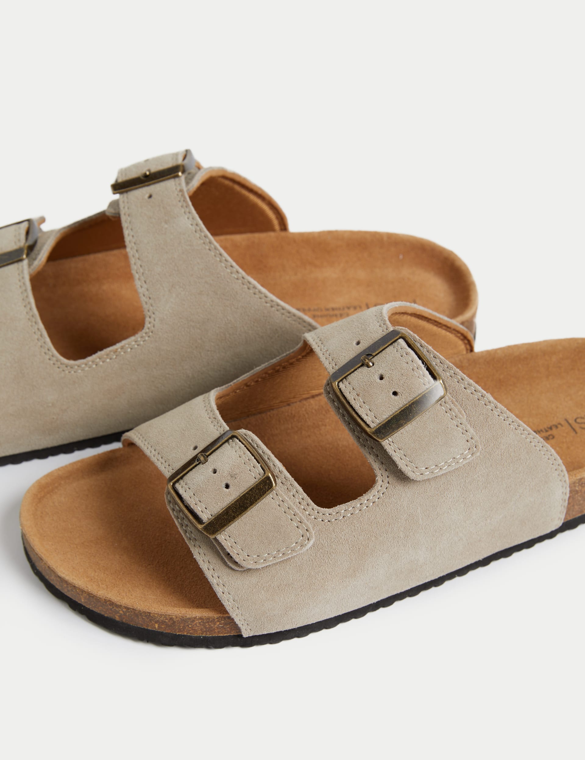 M&S Collection Men's Suede Slip-On Corkbed Sandals - 9, Sand