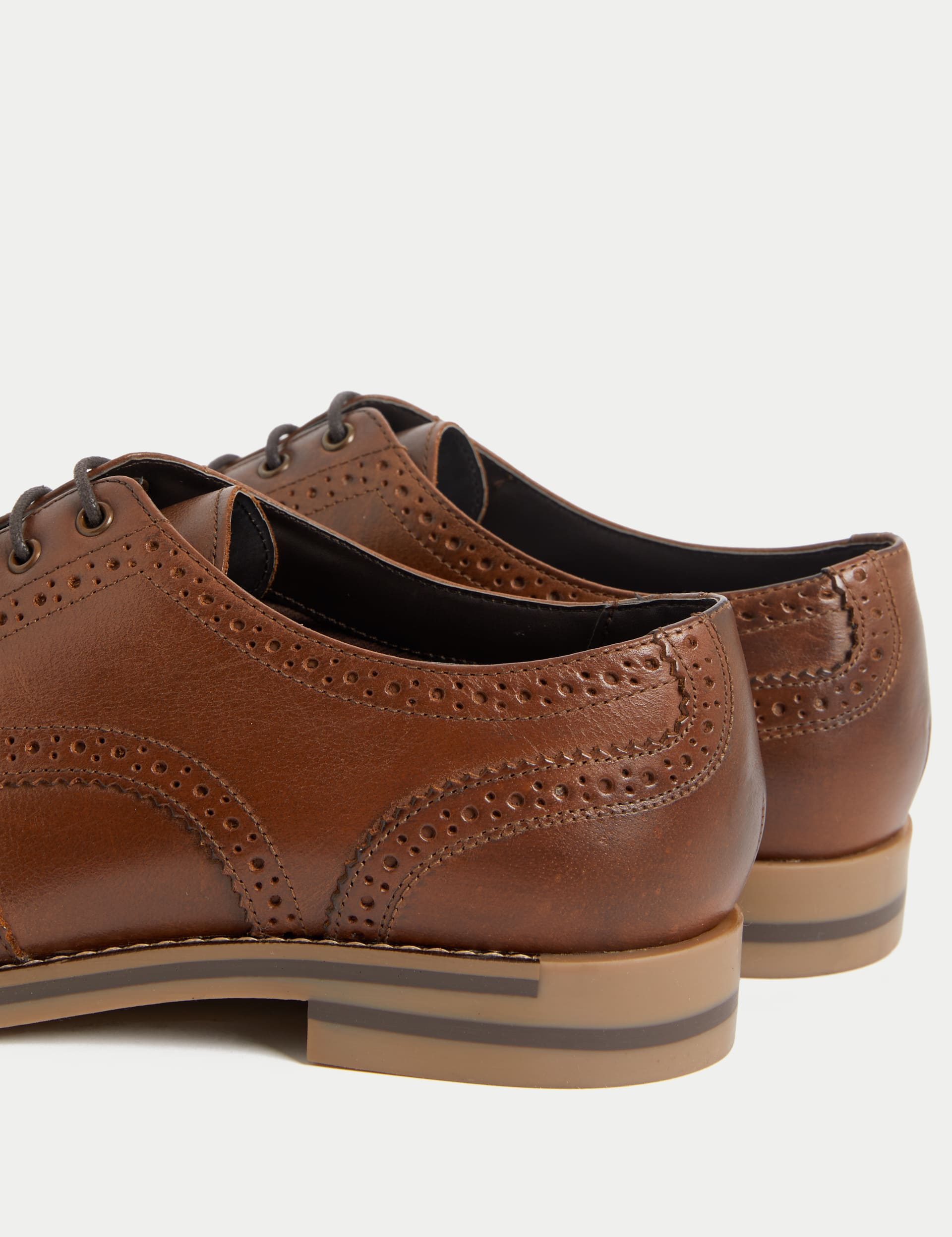 M&S Collection Men's Leather Brogues - 9 - Brown, Brown