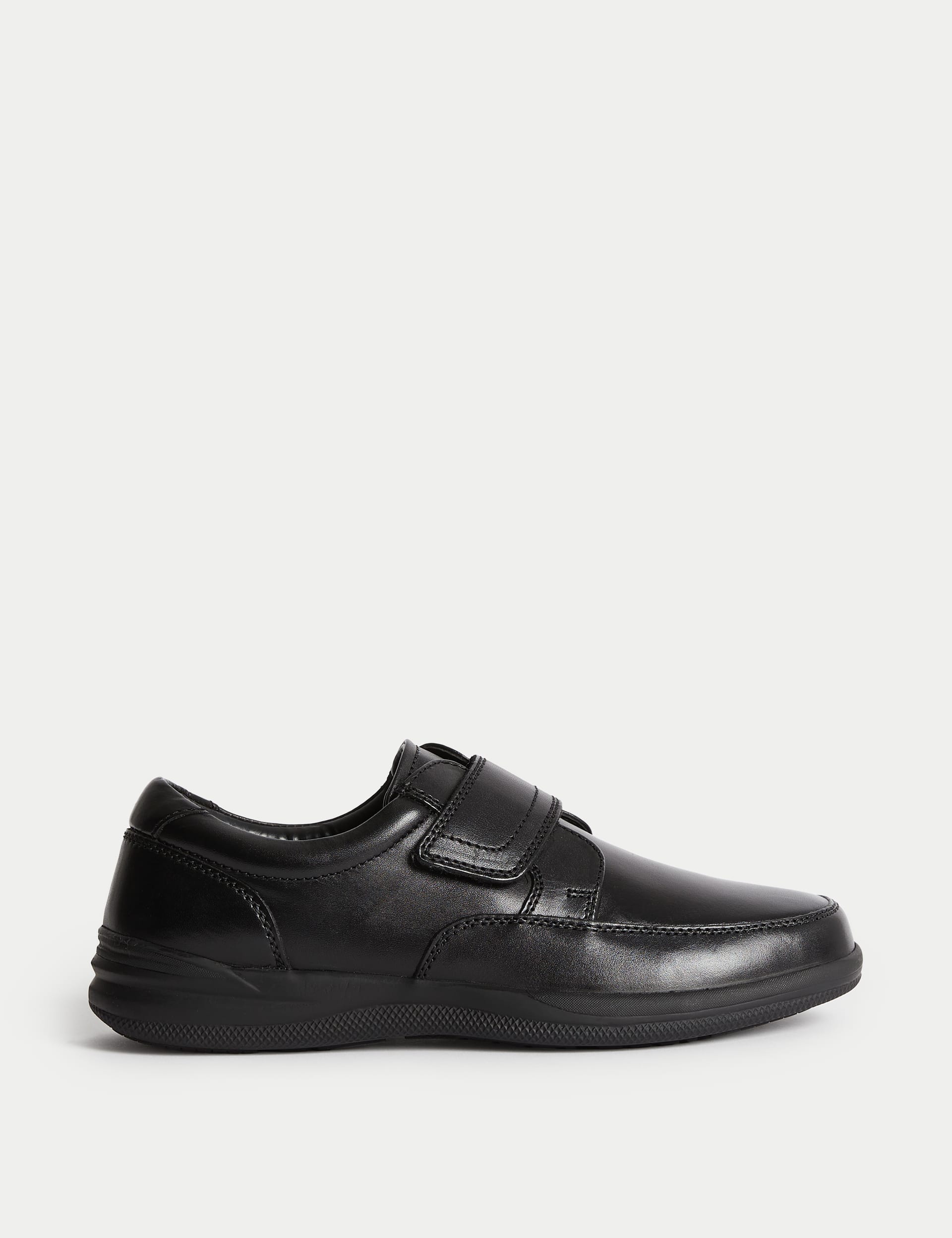 M&S Collection Men's Wide Fit Leather Riptape Shoes - 10 - Black, Black