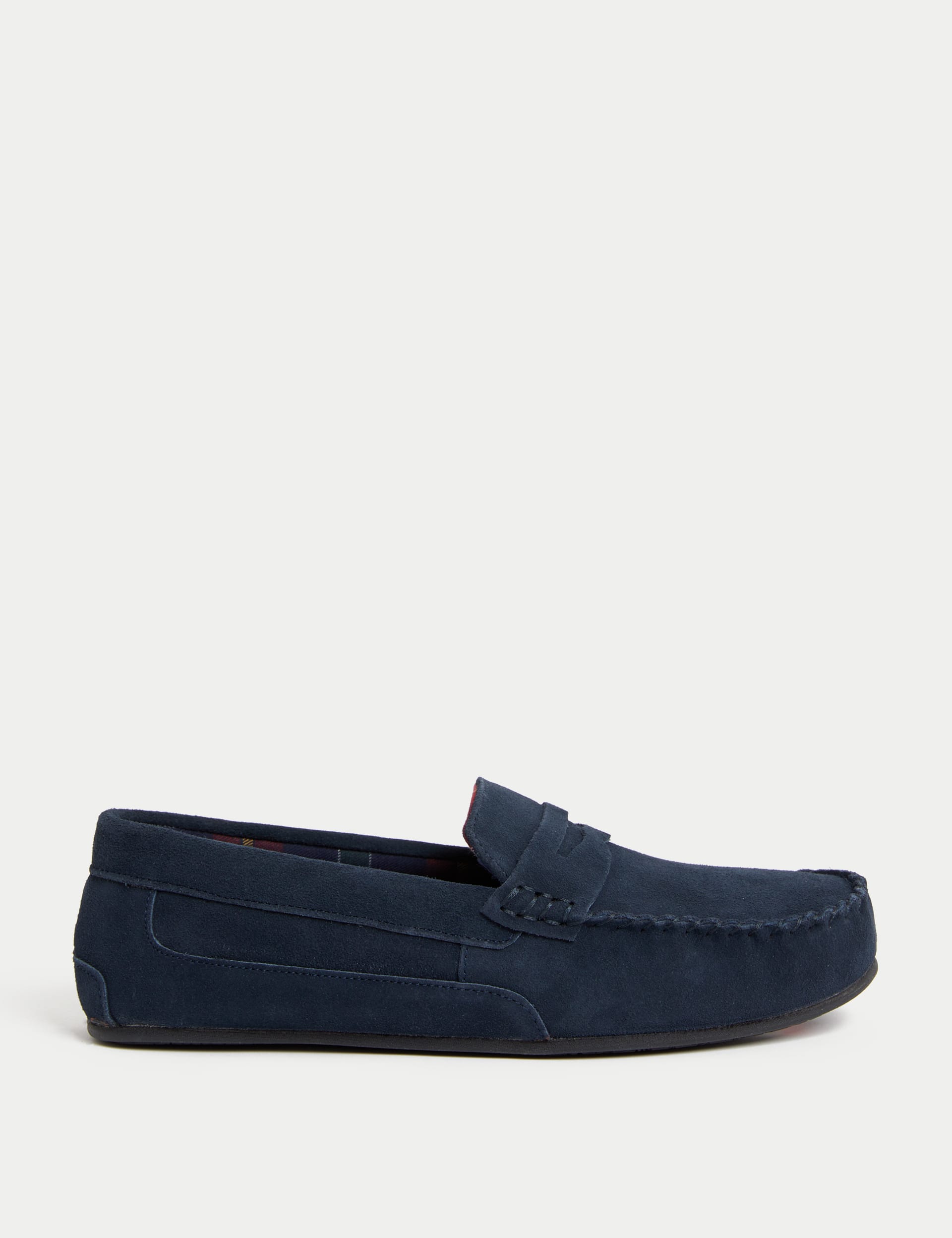 M&S Collection Men's Suede Slippers with Freshfeet - 9 - Navy, Dark Brown,Navy,Tan,Black/Black,Med 