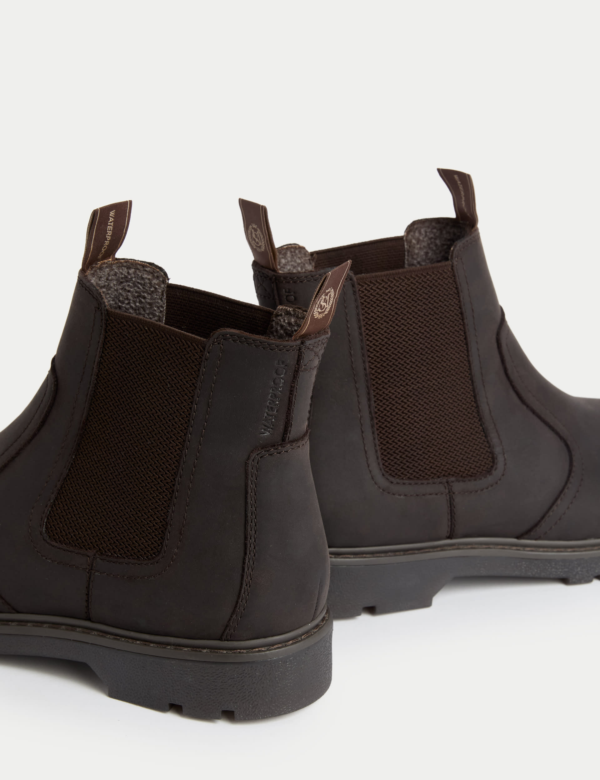 M&S Collection Men's Waterproof Nubuck Chelsea Boots - 8 - Dark Brown, Dark Brown,Black,Tan