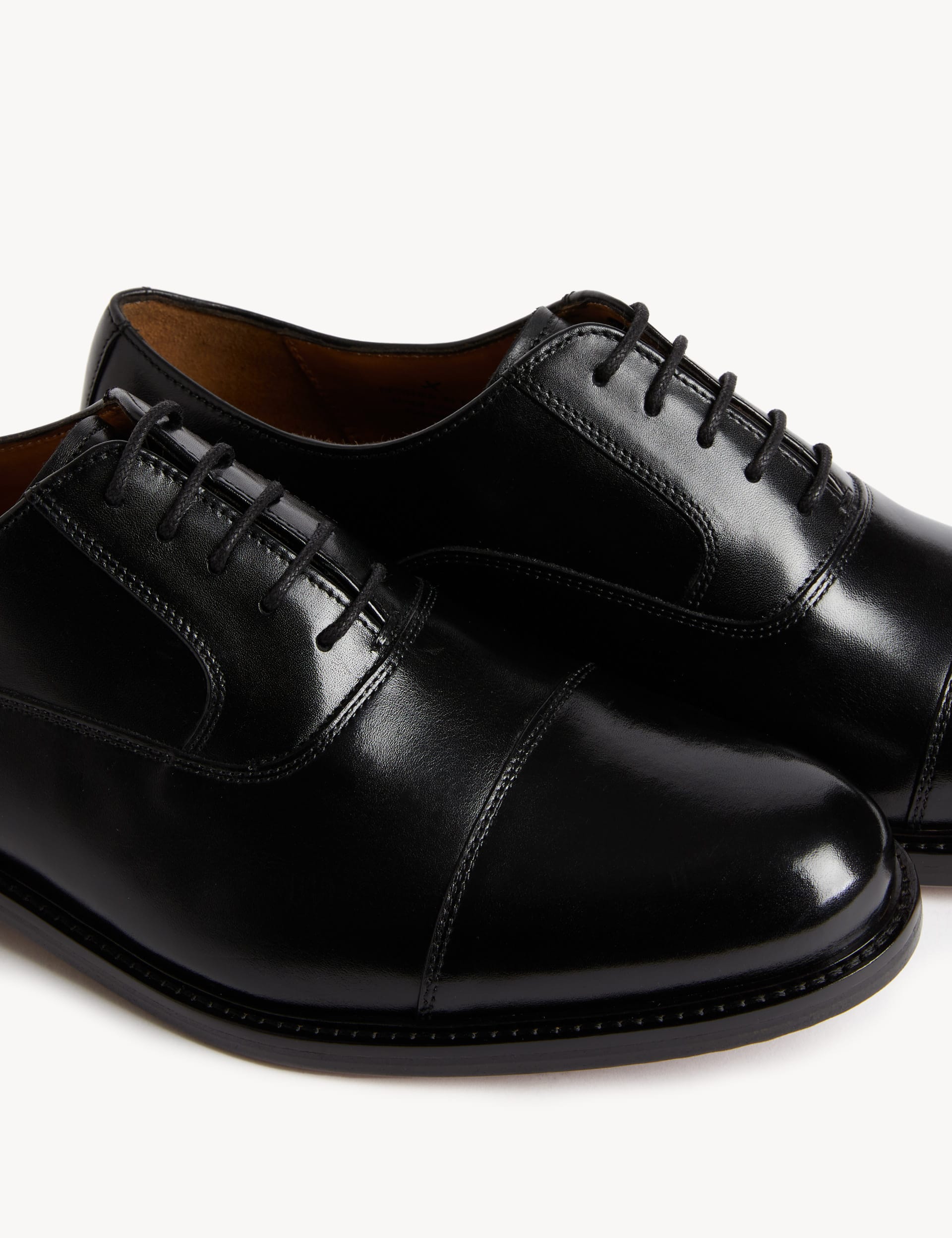 M&S Sartorial Men's Leather Oxford Shoes - 9 - Black, Black