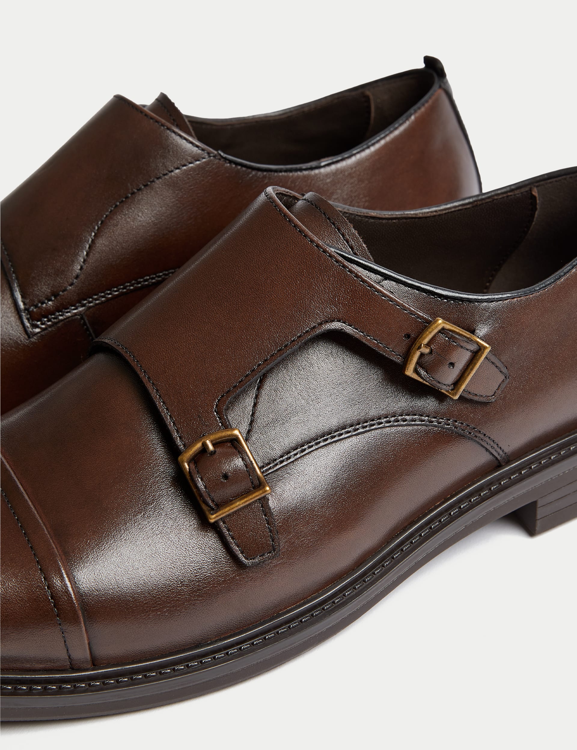 Autograph Men's Leather Monk Strap Shoes - 12 - Brown, Brown