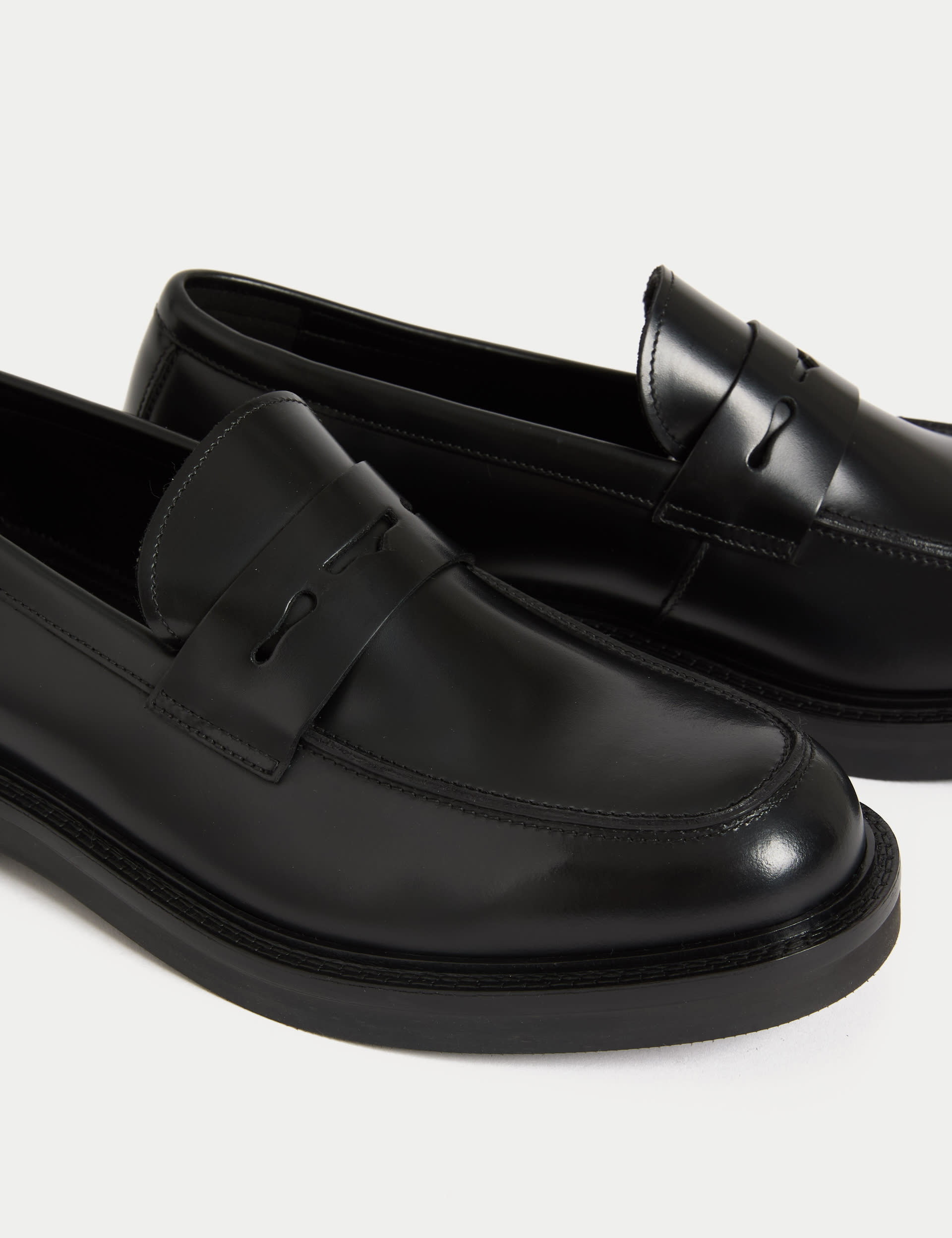 Autograph Men's Leather Slip-On Loafers - 8 - Black, Black