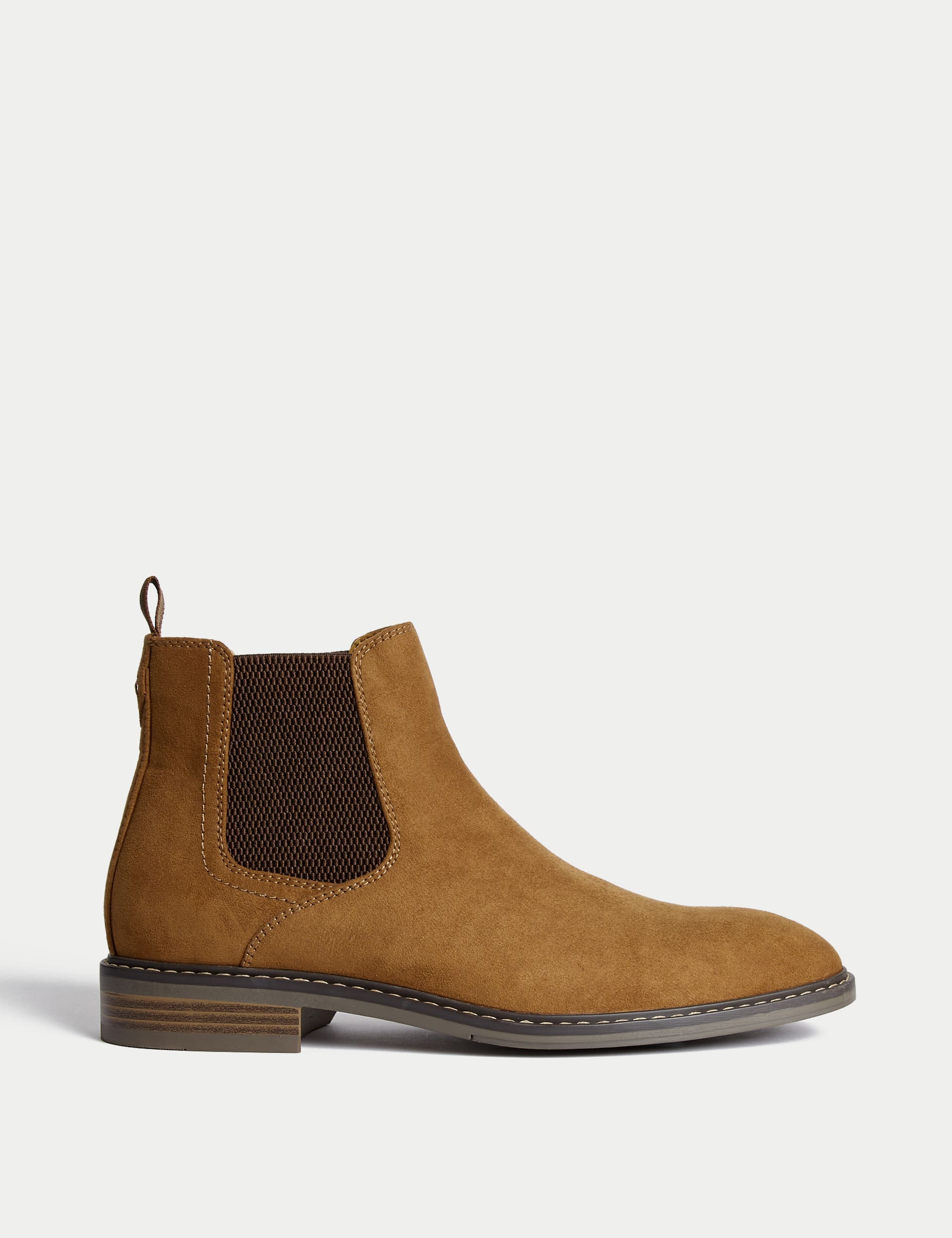 M&S Collection Men's Suedette Chelsea Boots - 9 - Tan, Tan,Black