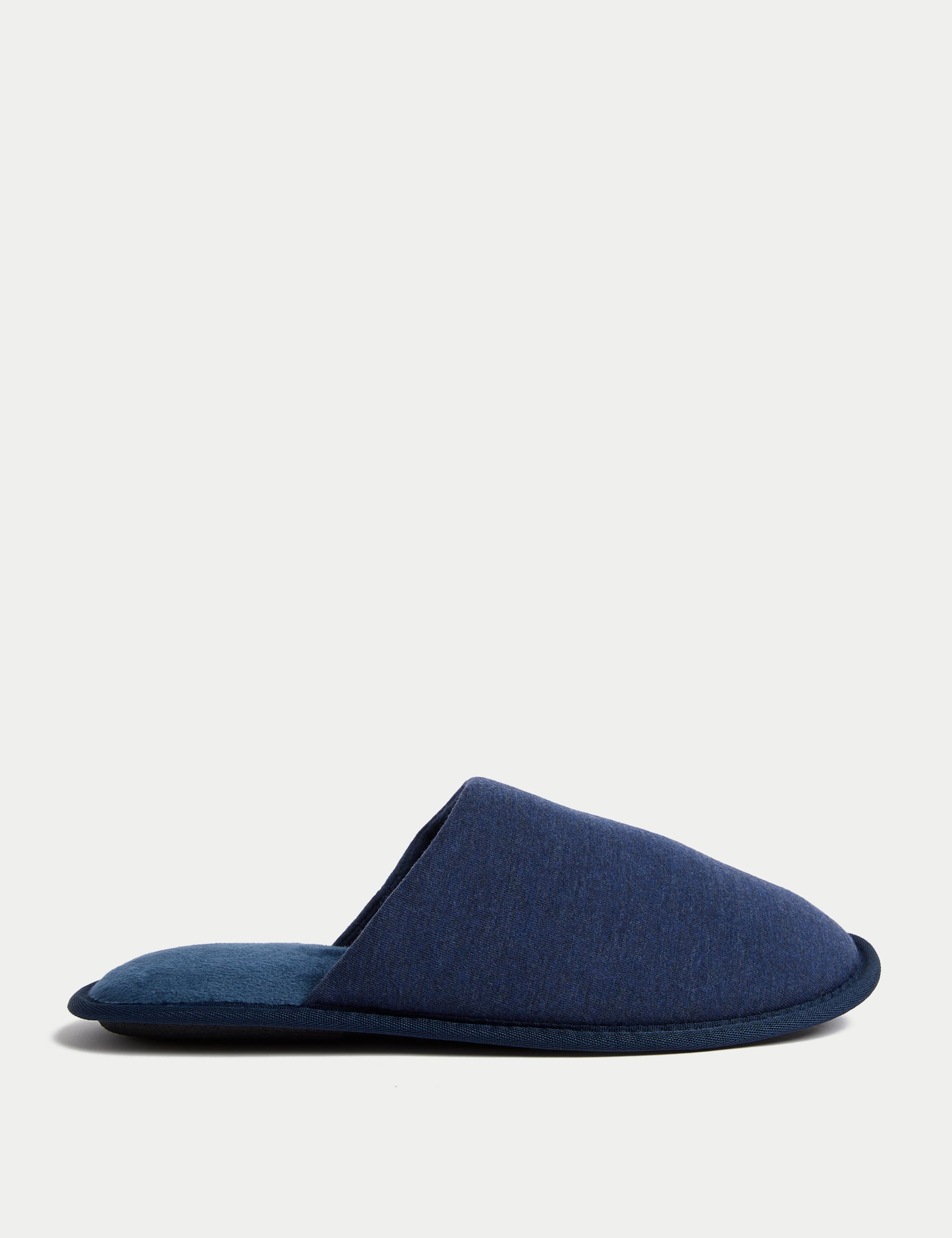 M&S Collection Men's Mule Slippers with Freshfeet - Dark Navy, Light Grey,Dark Navy