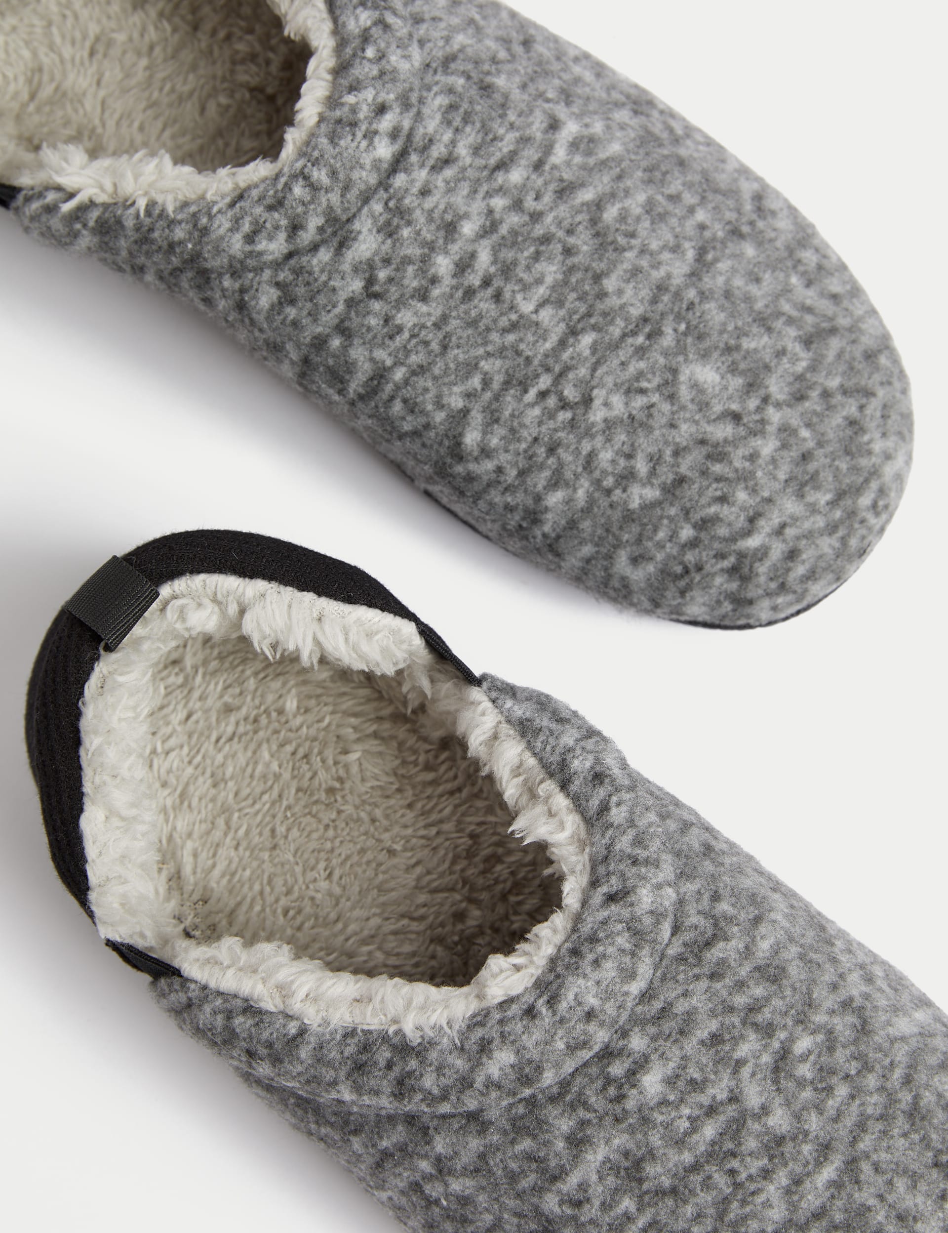 M&S Collection Men's Fleece Lined Slippers with Freshfeet - 7 - Black Mix, Black Mix