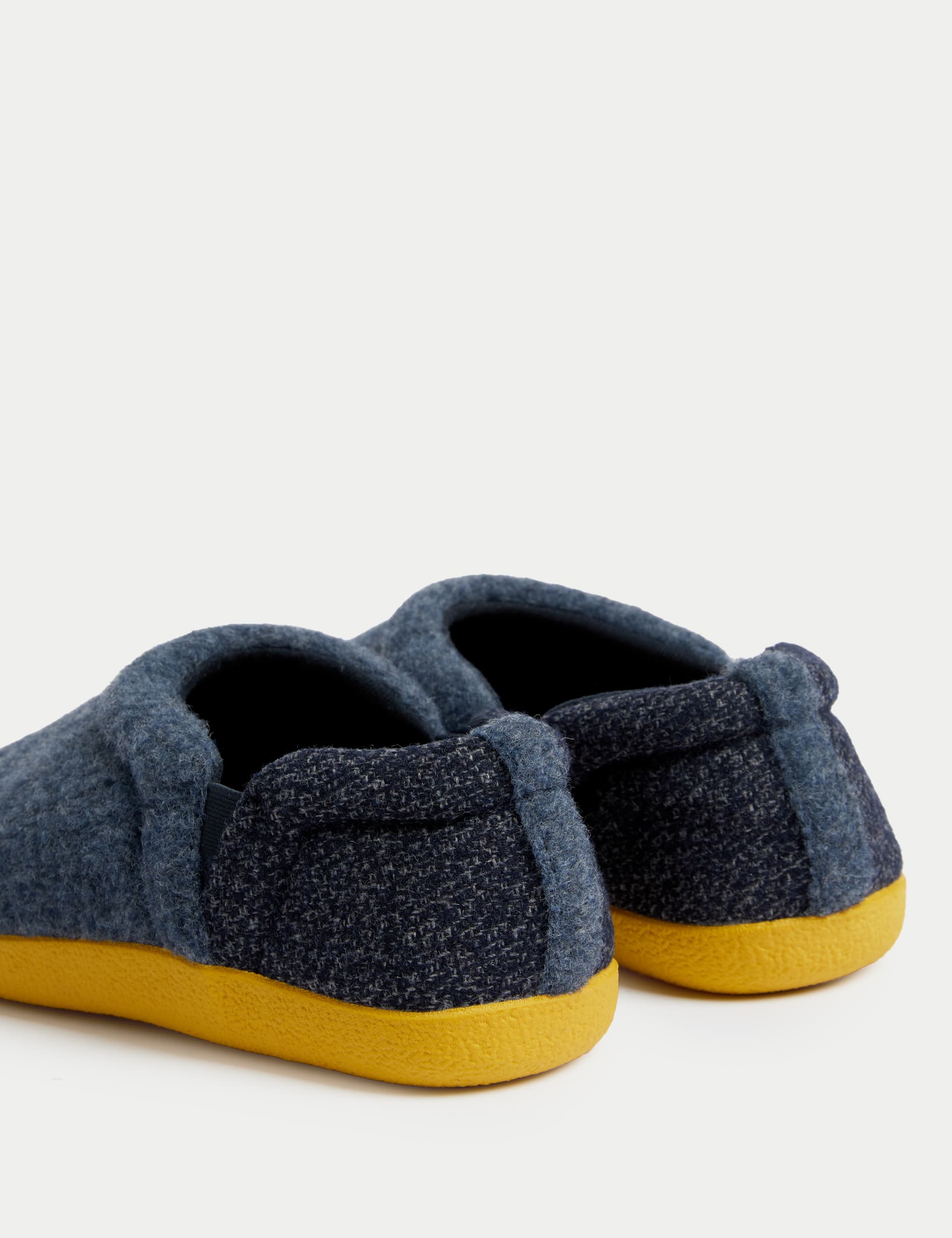 M&S Collection Men's Textured Slippers - 9 - Medium Blue, Medium Blue