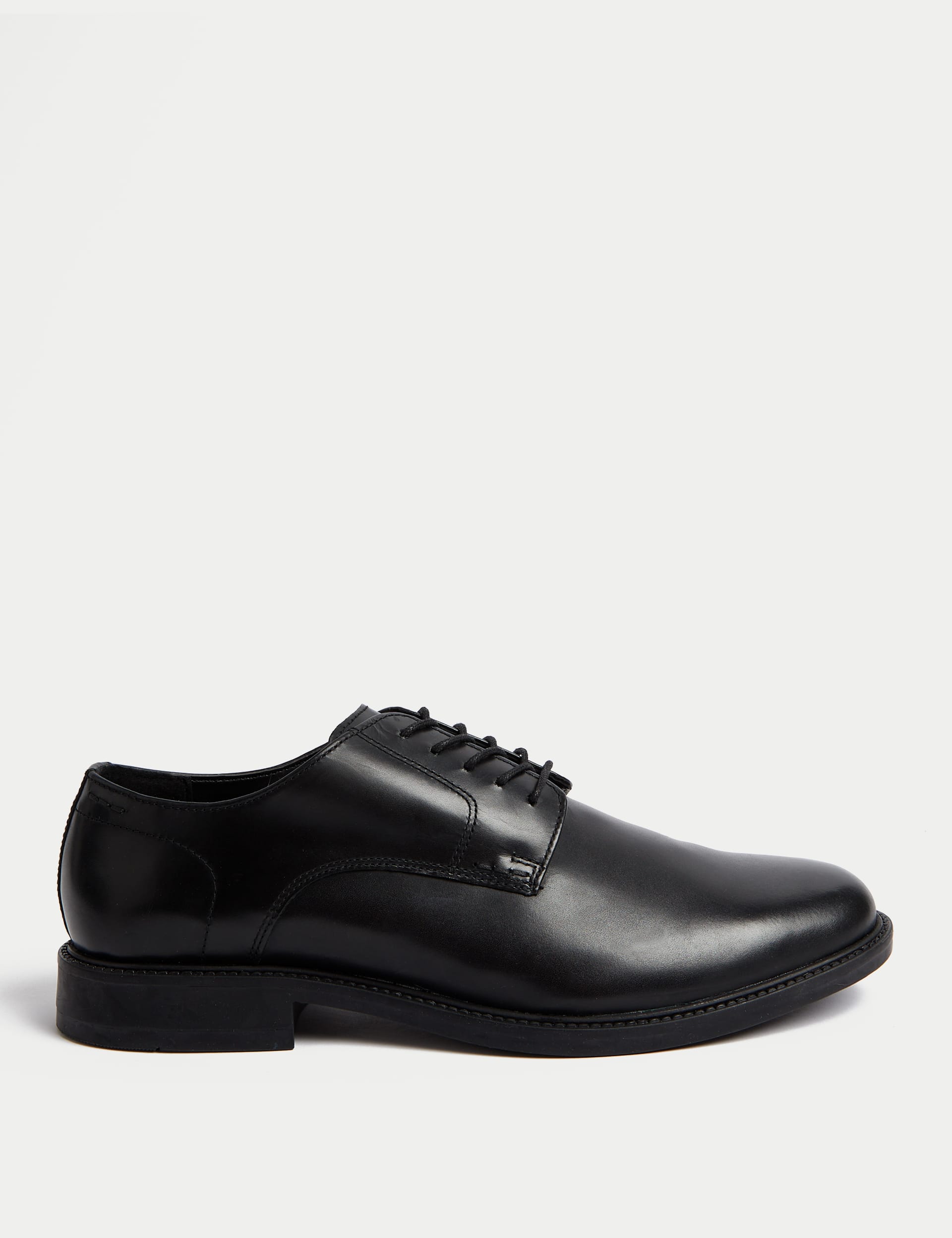 M&S Collection Men's Leather Derby Shoes - 11 - Black, Black