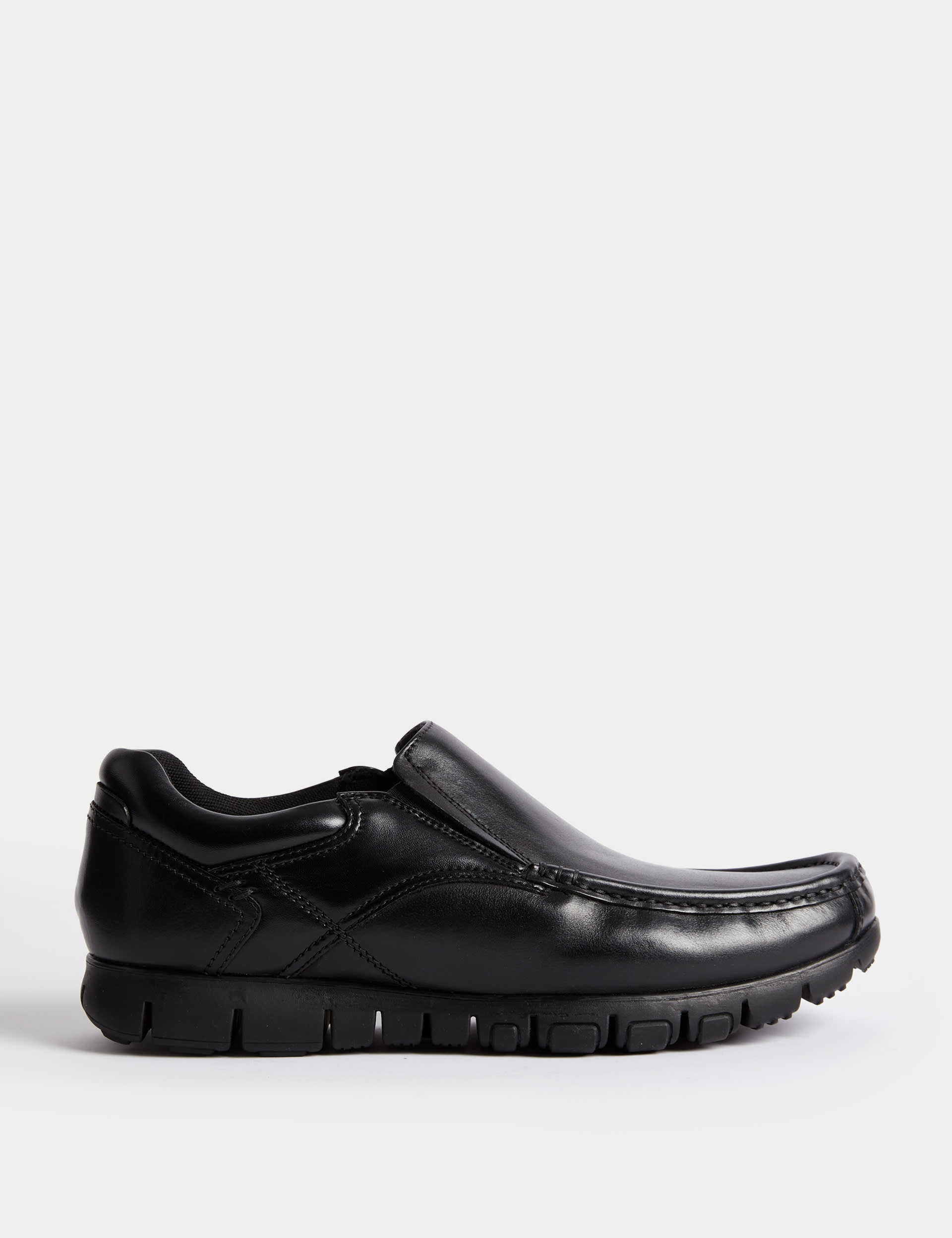 M&S Collection Men's Leather Slip On - 9 - Black, Black