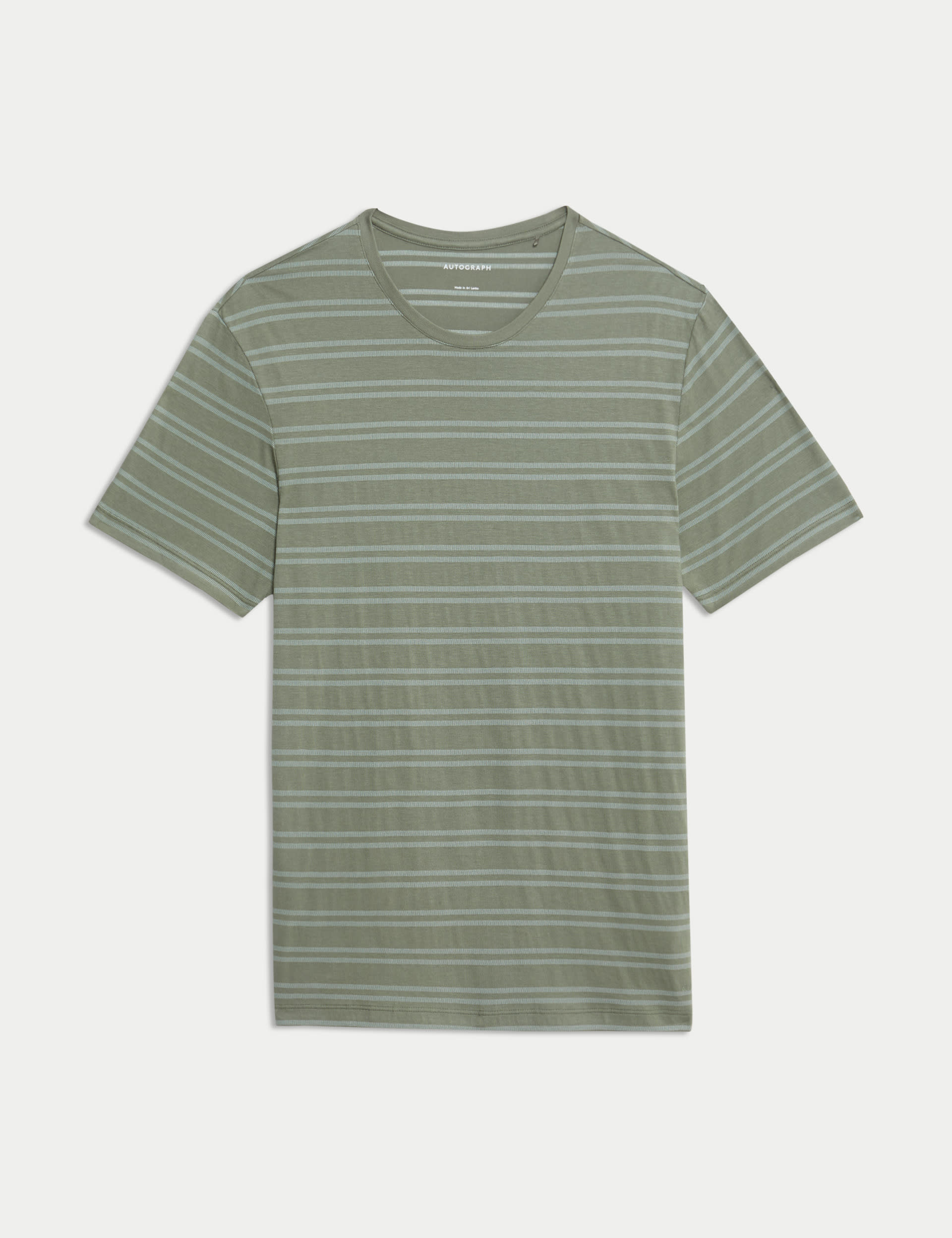 Autograph Men's Supima Cotton Modal Striped T-shirt Vest - Smokey Green, Smokey Green