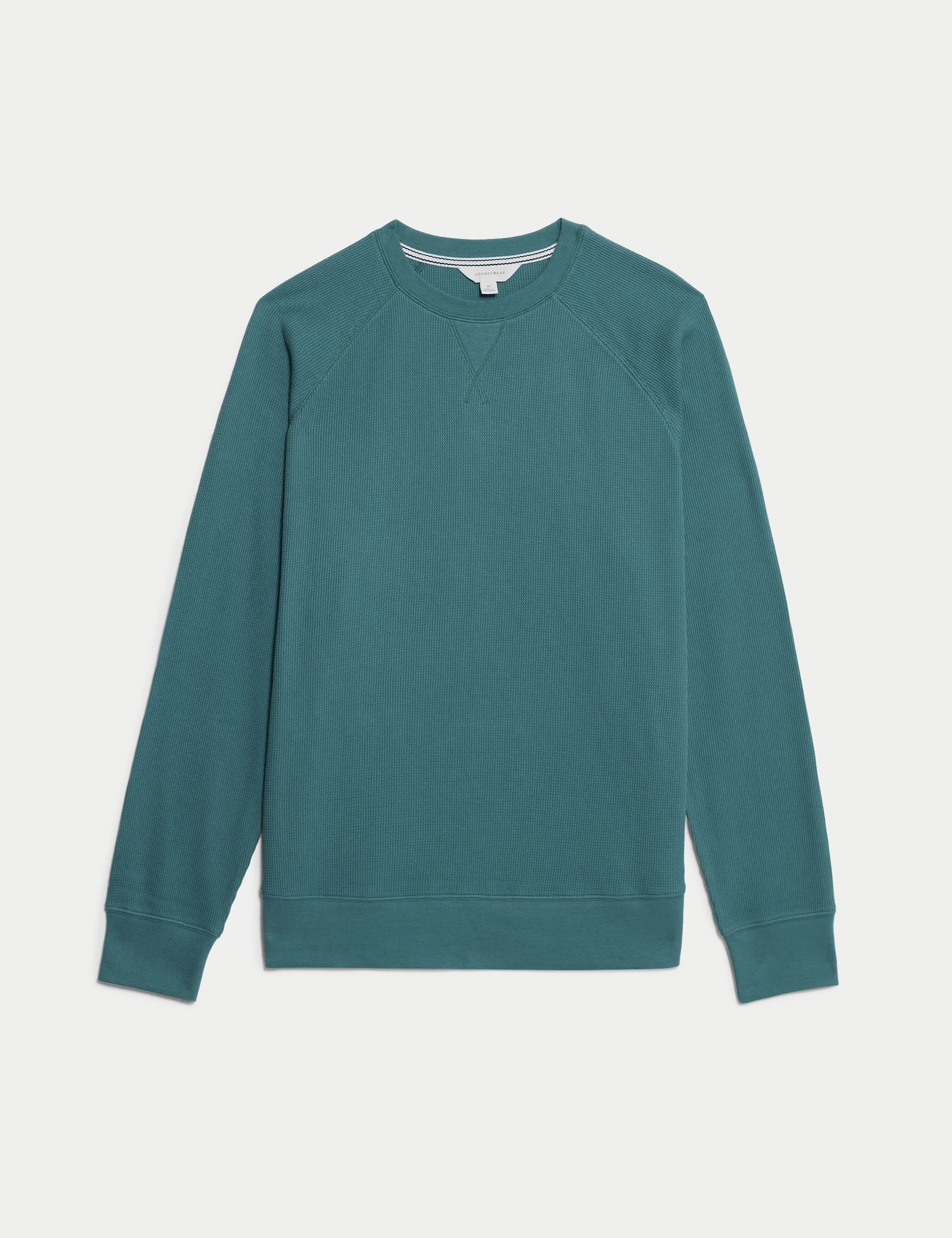 M&S Collection Men's Pure Cotton Waffle Loungewear Sweatshirt - M - Teal Green, Teal Green,Navy,Blue