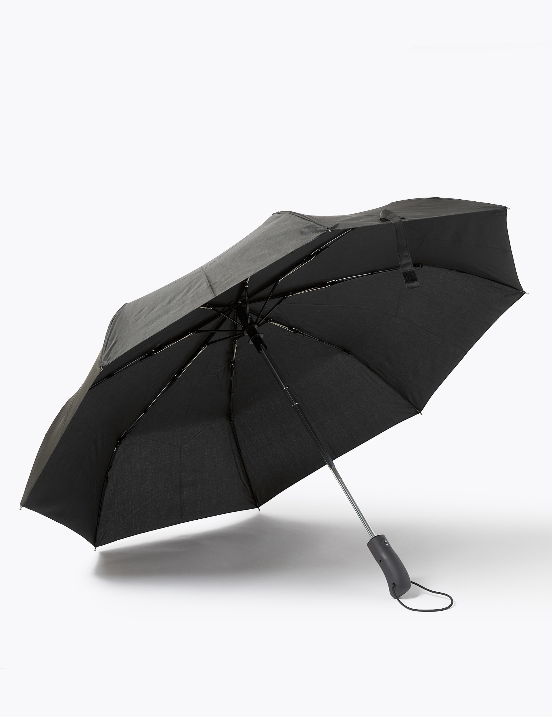 M&S Collection Men's Rubber Handle Umbrella with Windtech - one size - Black, Black