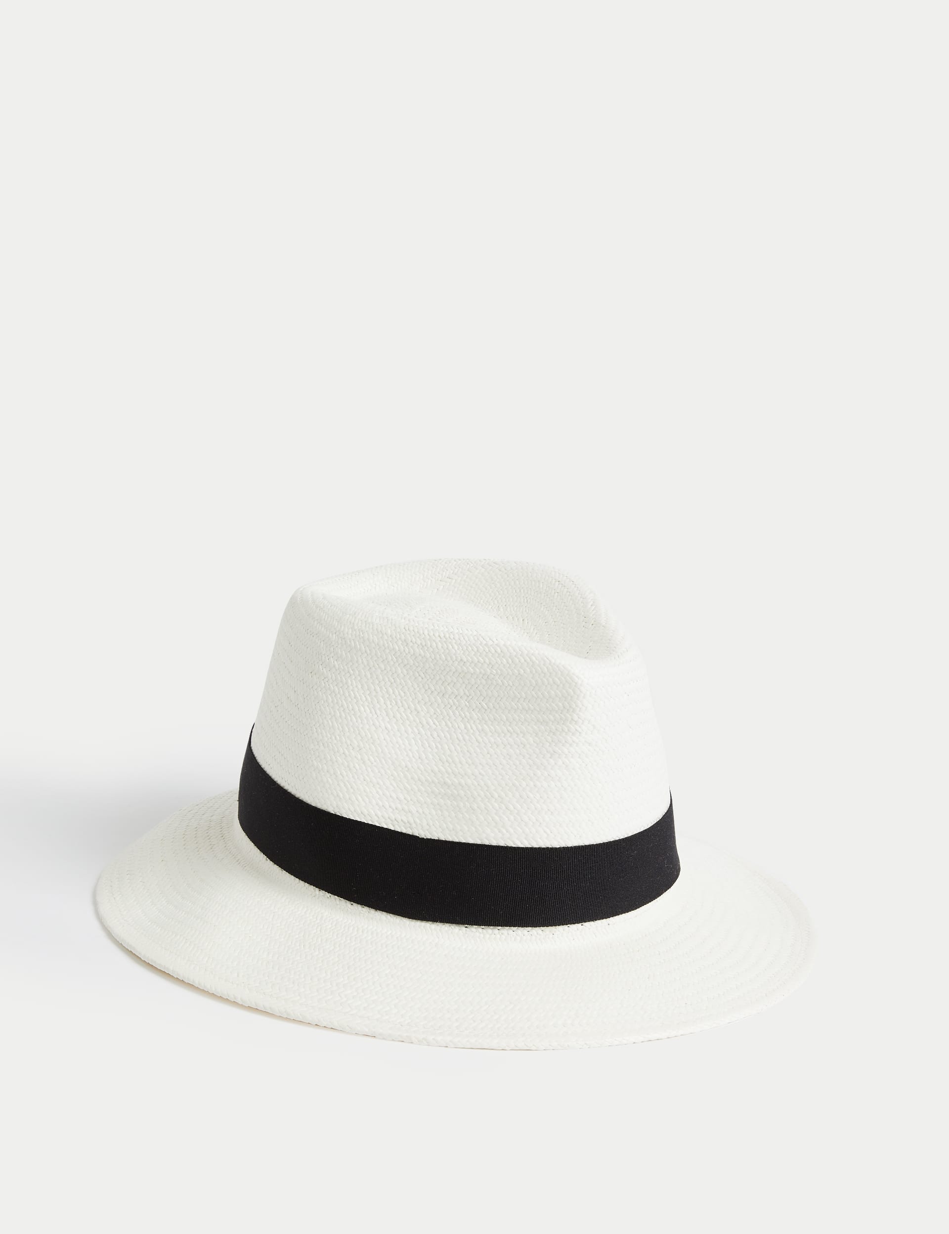 M&S Collection Men's Handwoven Panama Hat - S-M - White Mix, White Mix