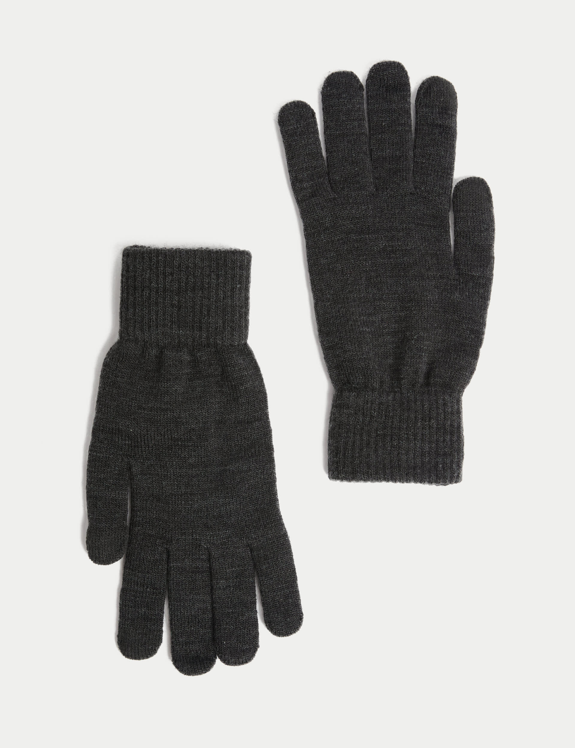 M&S Collection Men's Knitted Gloves - one size - Charcoal, Black,Charcoal