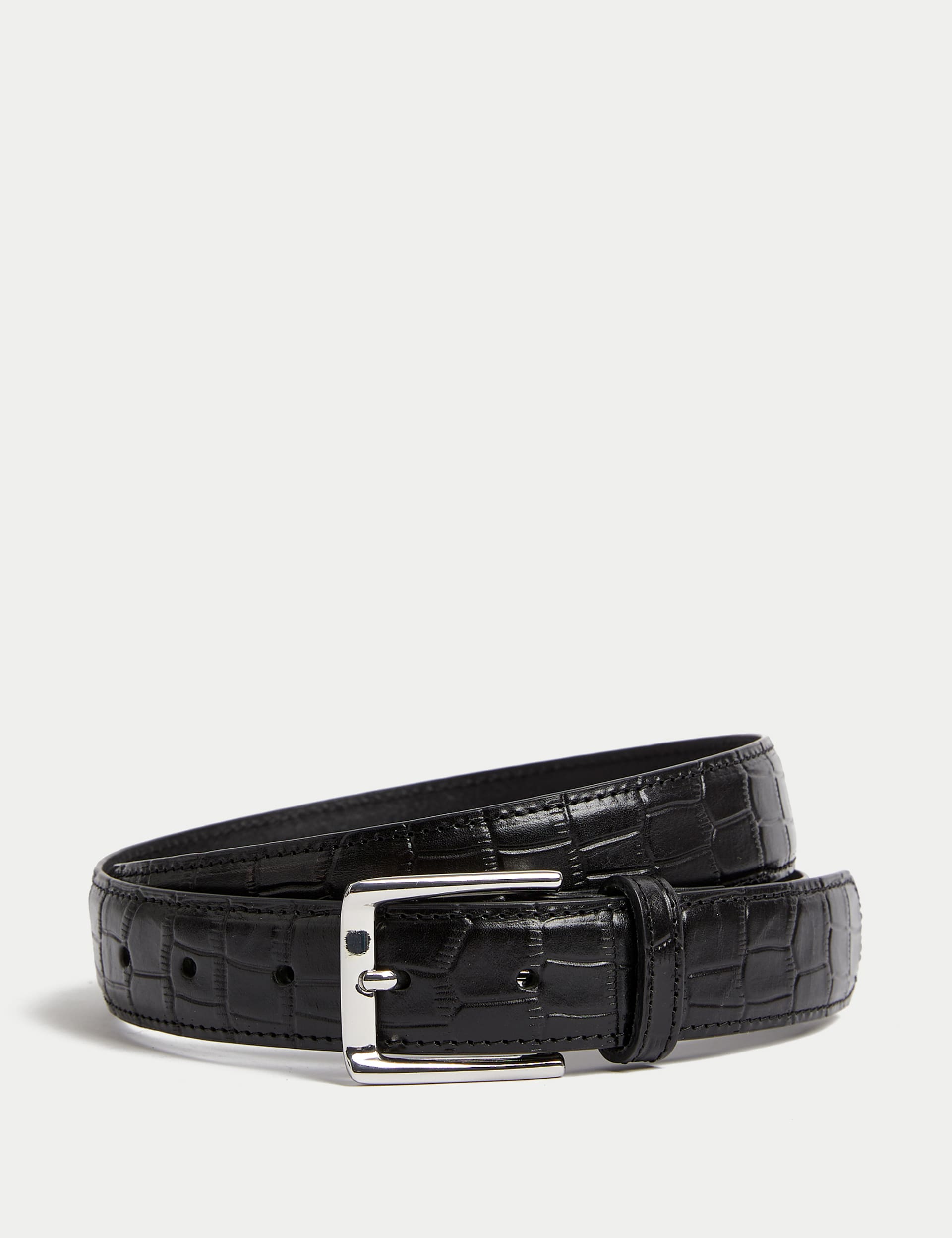 Jaeger Men's Leather Textured Belt - 34-36 - Black, Black,Brown