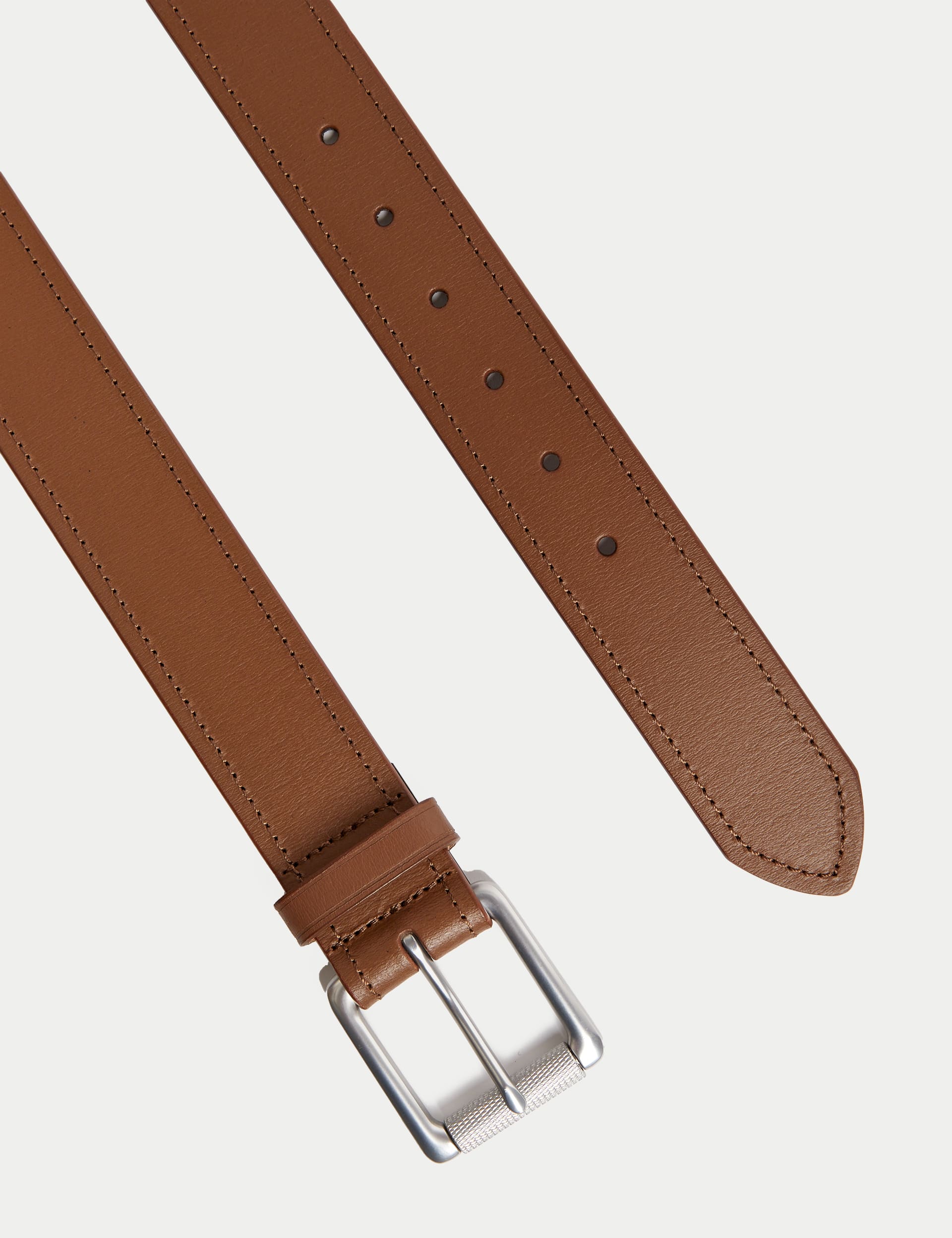 M&S Collection Men's Leather Stitch Detail Belt - 42-44 - Tan, Black,Tan