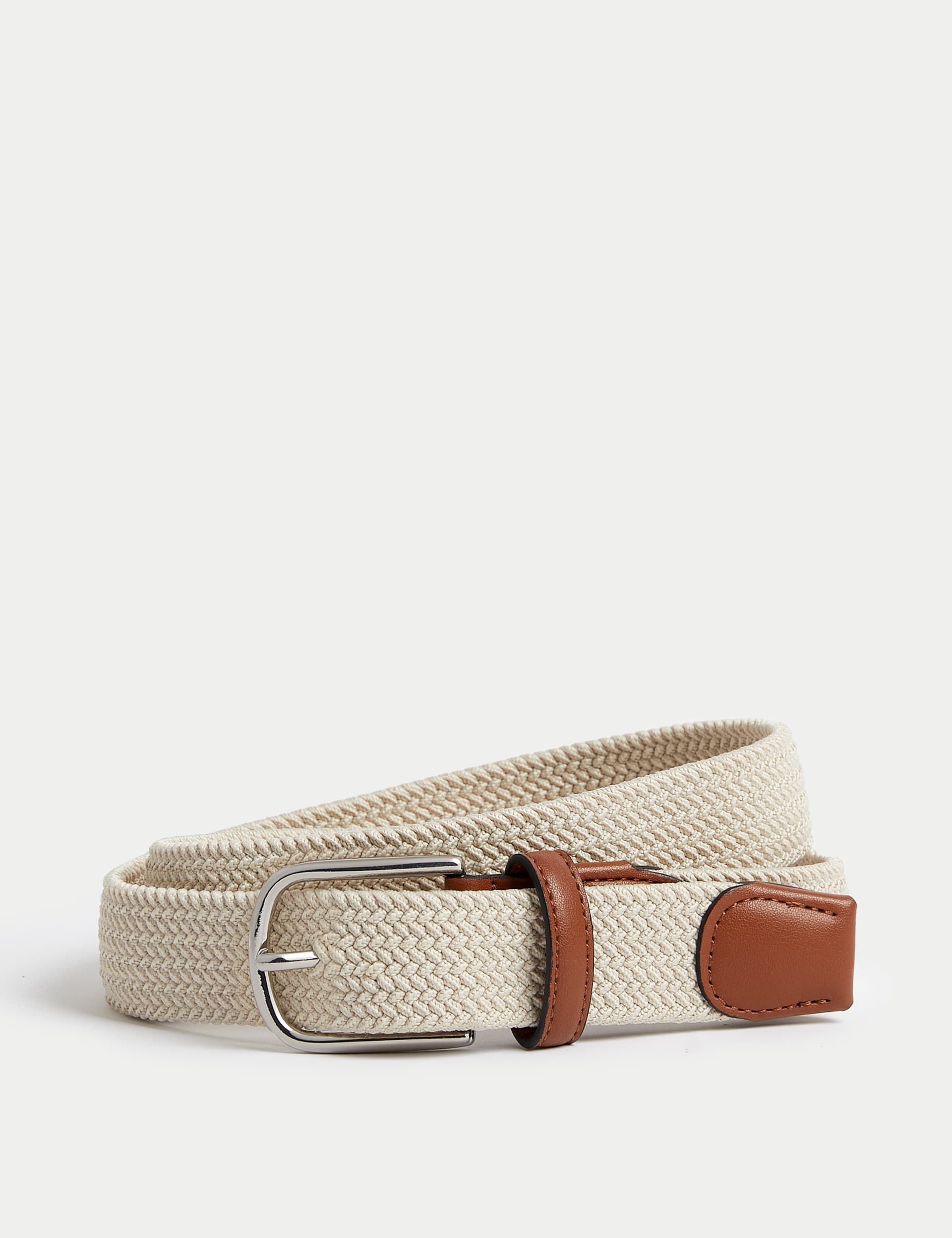 M&S Collection Men's Stretch Woven Active Waist Belt - 34-36 - Natural, Natural,Dark Navy,Dark Khaki