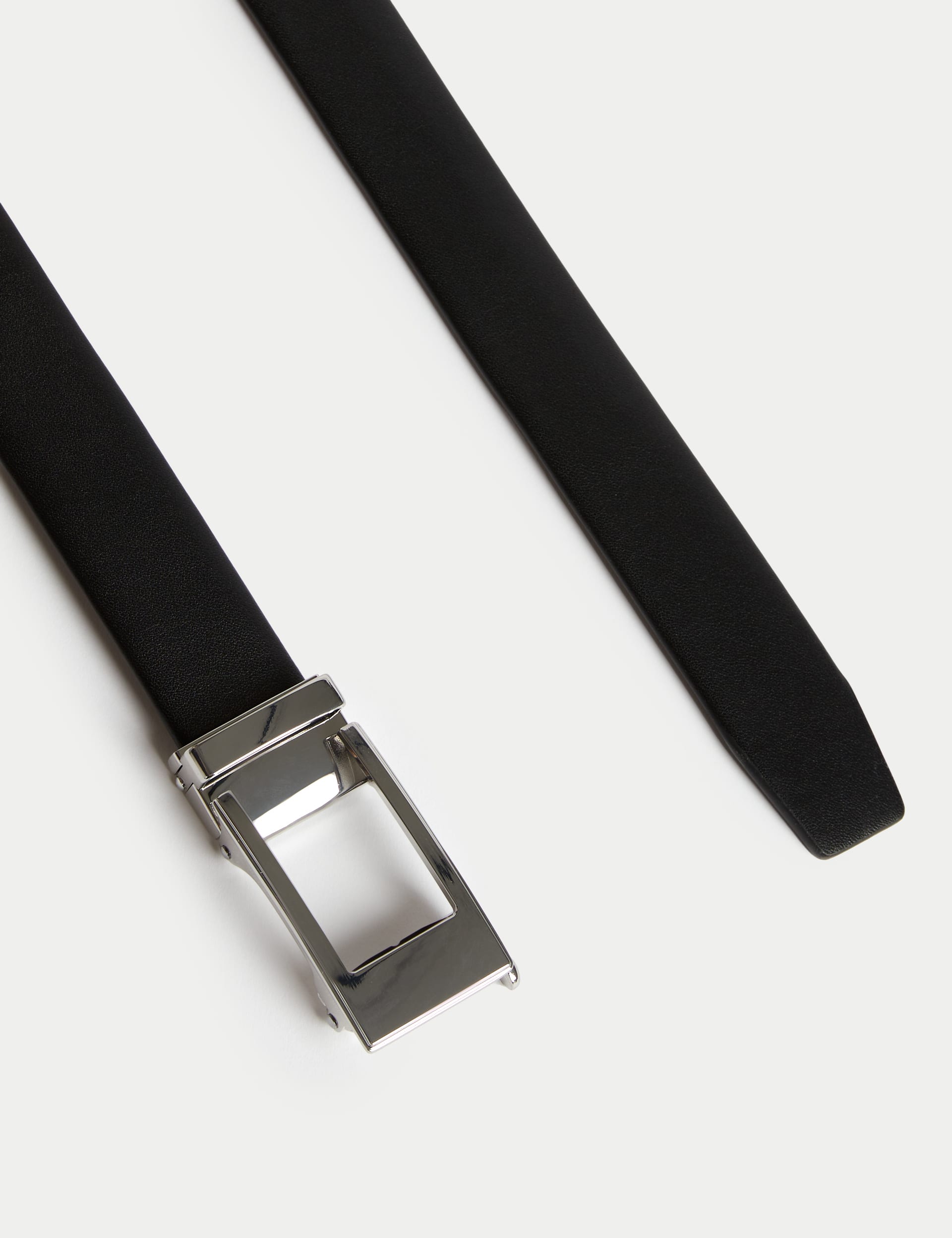 M&S Collection Men's Leather Buckle Belt - L-XL - Black, Black