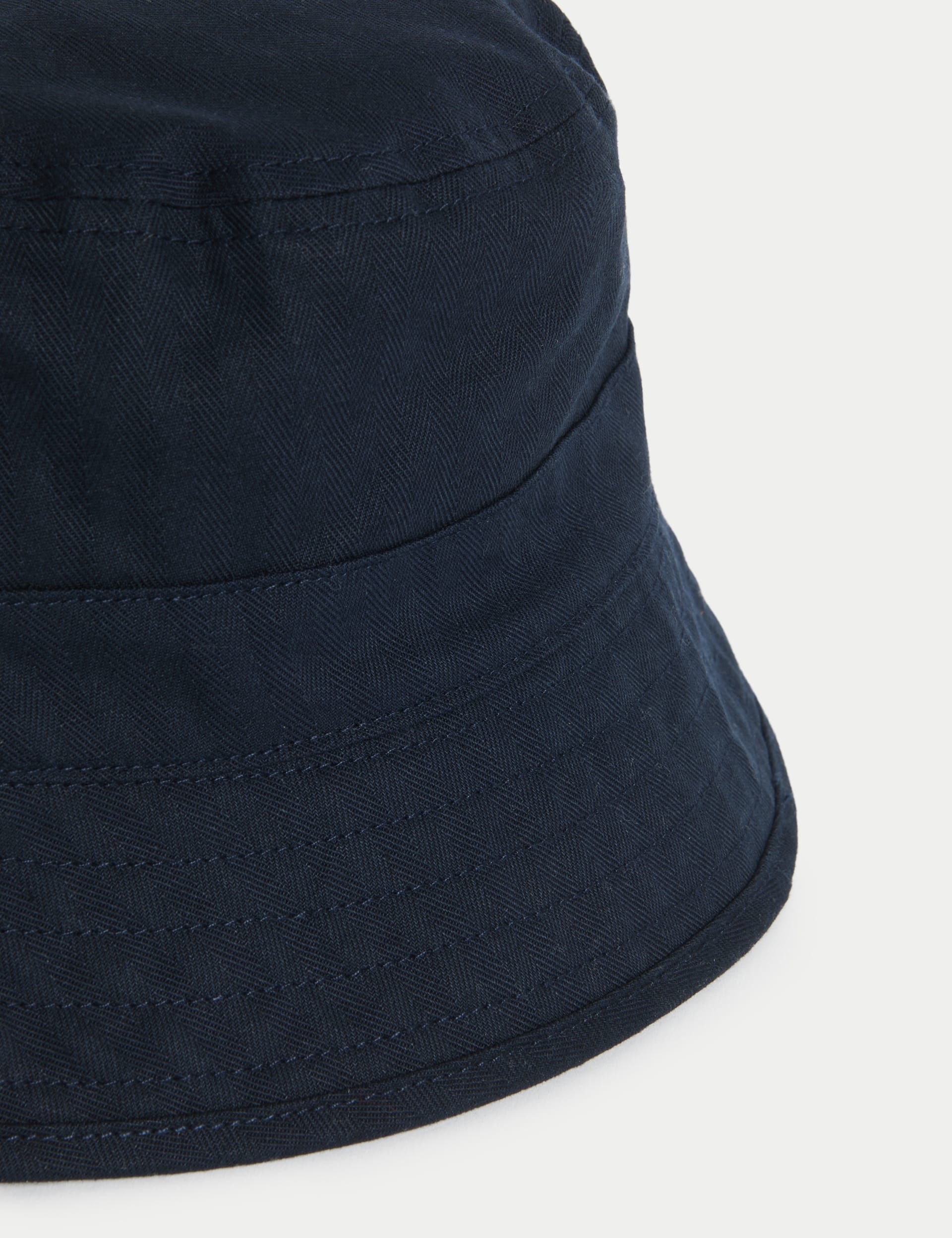 M&S Collection Men's Pure Cotton Herringbone Bucket Hat - L-XL - Navy, Navy