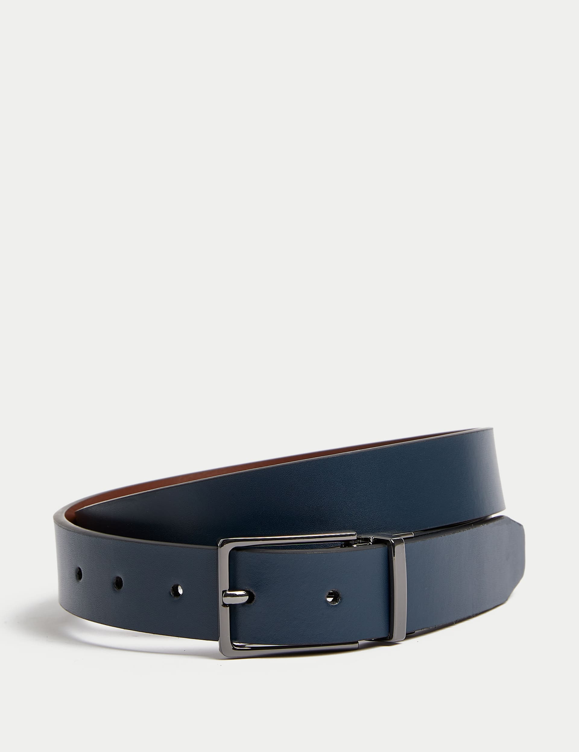 M&S Collection Men's Leather Reversible Belt - 34-36 - Navy Mix, Navy Mix