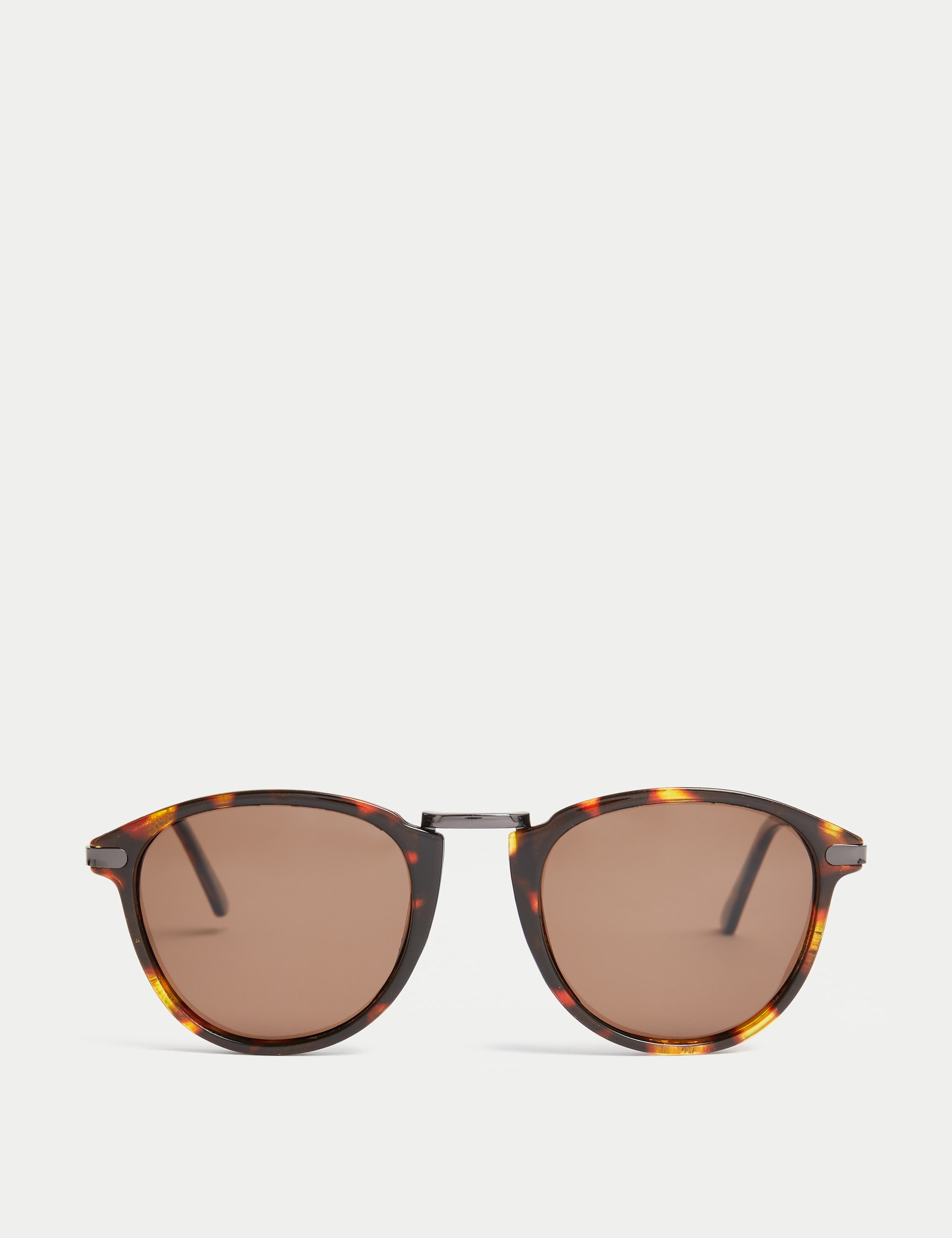 M&S Collection Men's Round Polarised Sunglasses - one size - Brown Mix, Brown Mix,Dark Grey