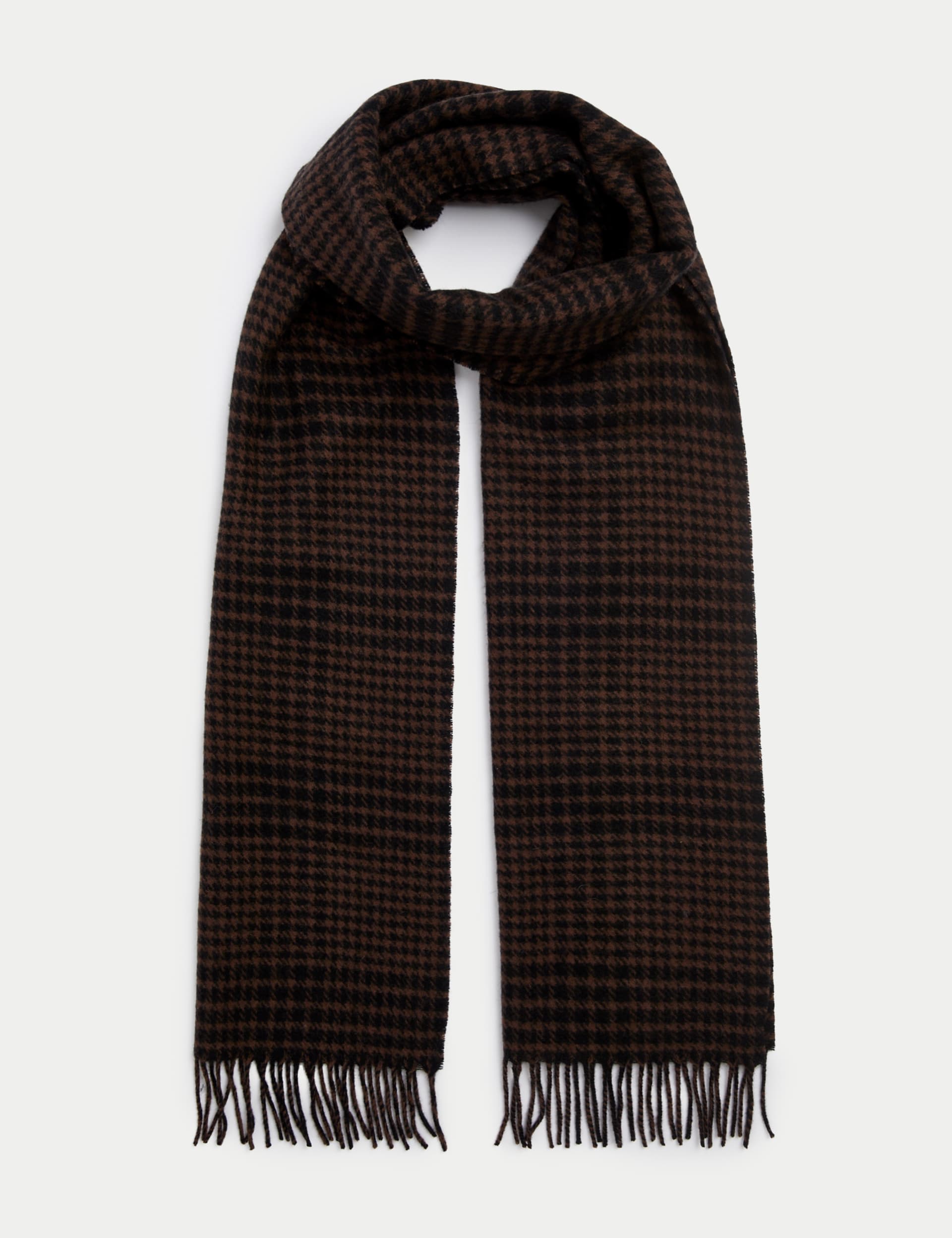 Autograph Men's Merino Wool Checked Scarf - one size - Black Mix, Black Mix