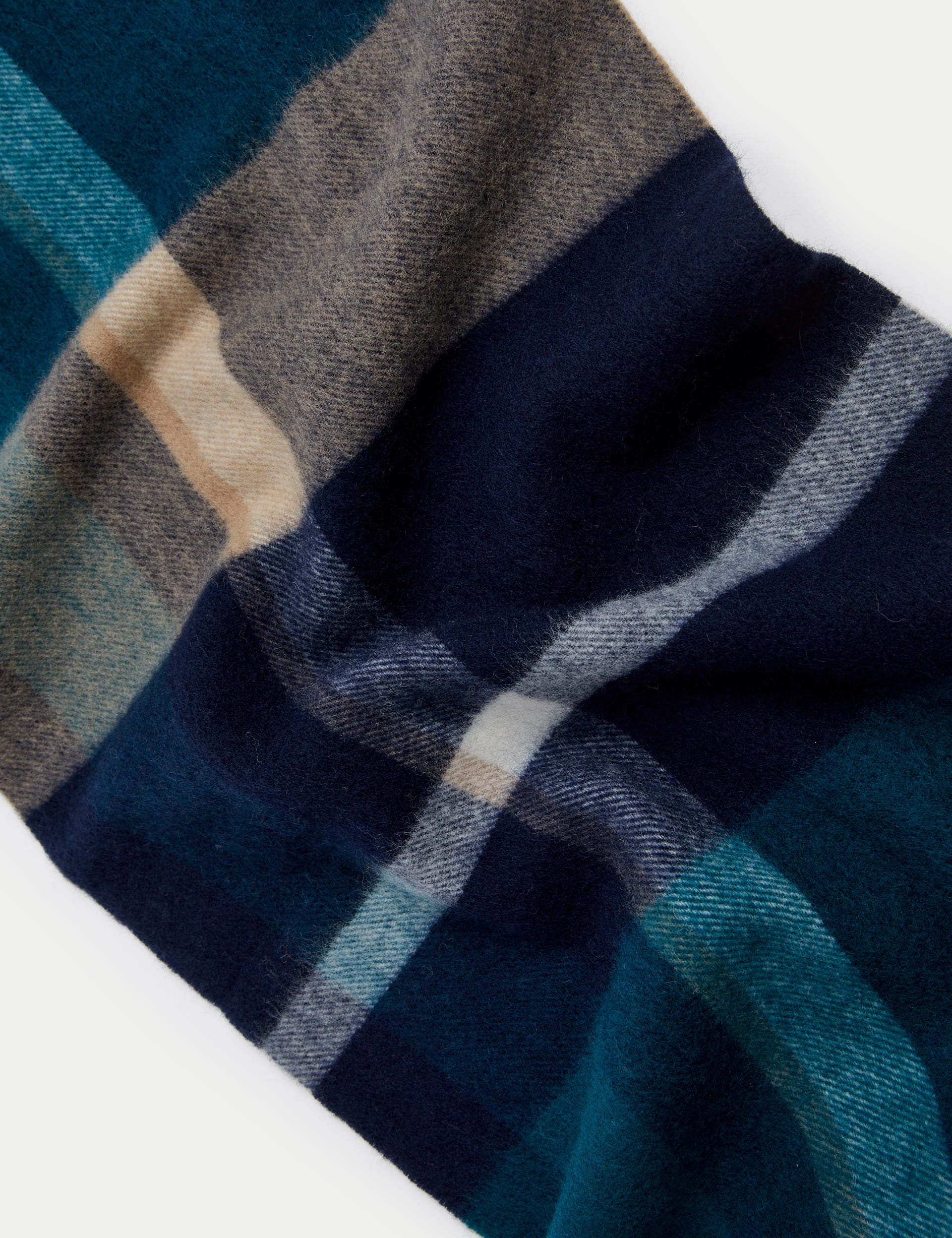 Autograph Men's Pure Merino Wool Checked Scarf - one size - Teal Mix, Teal Mix