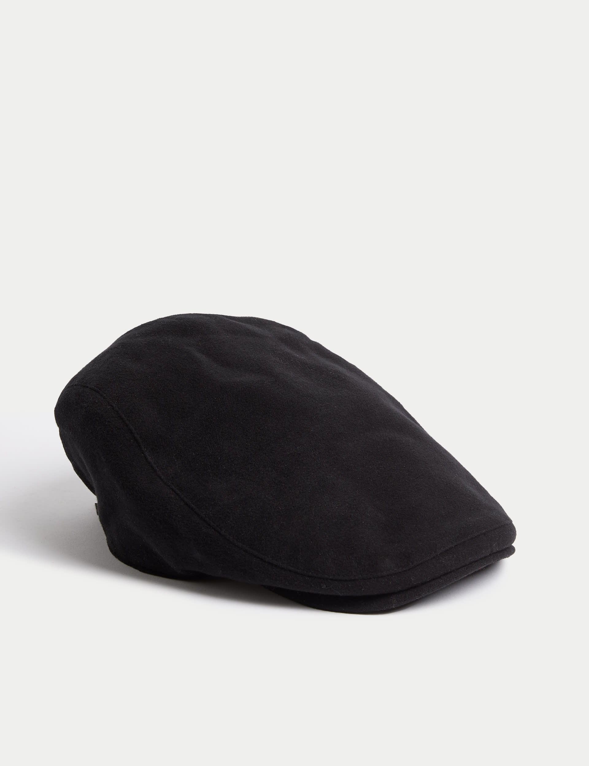 M&S Collection Men's Pure Cotton Flat Cap with Thermowarmth™ - L-XL - Black, Black