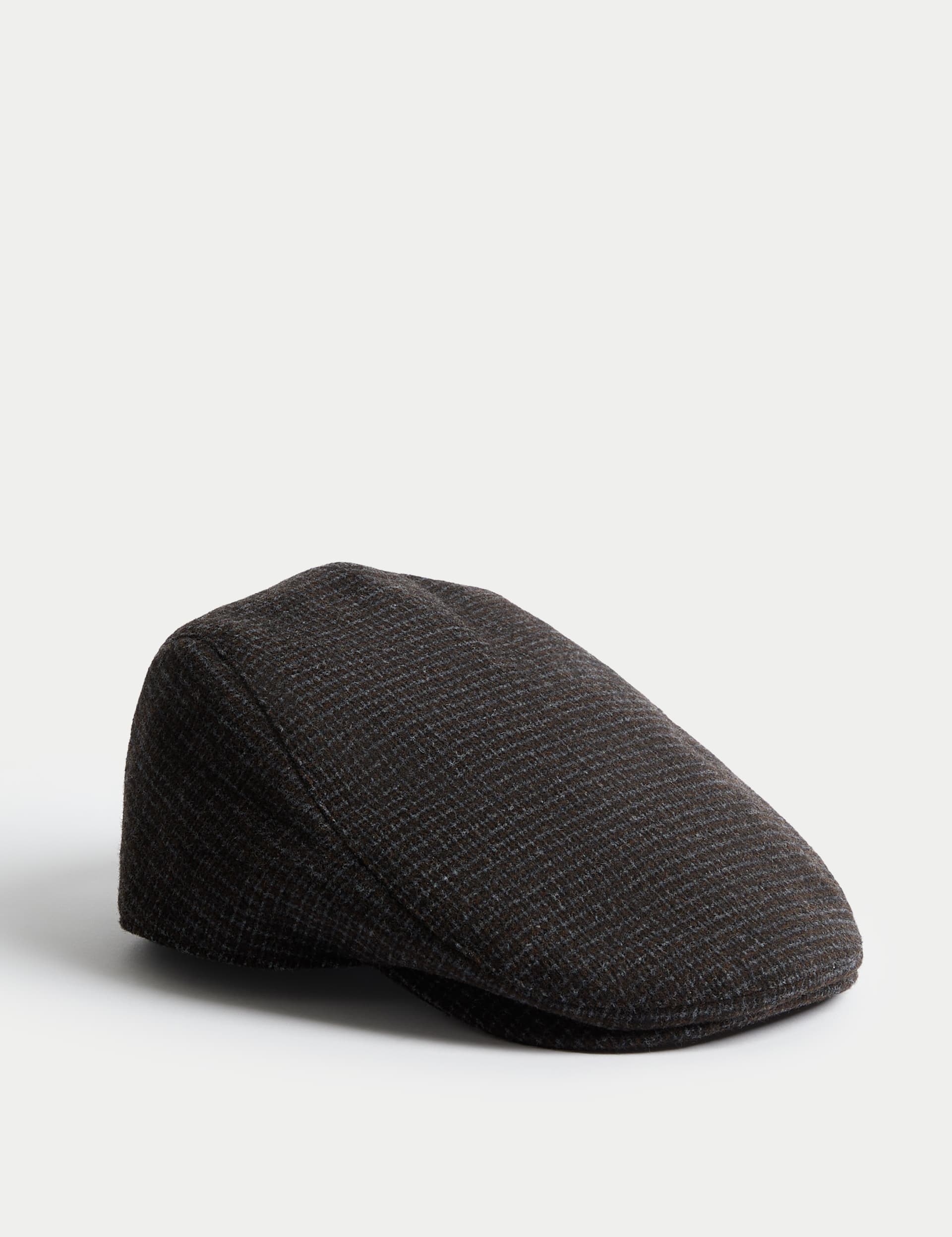 M&S Collection Men's Textured Flat Cap with Thermowarmth™ - S-M - Grey Mix, Grey Mix