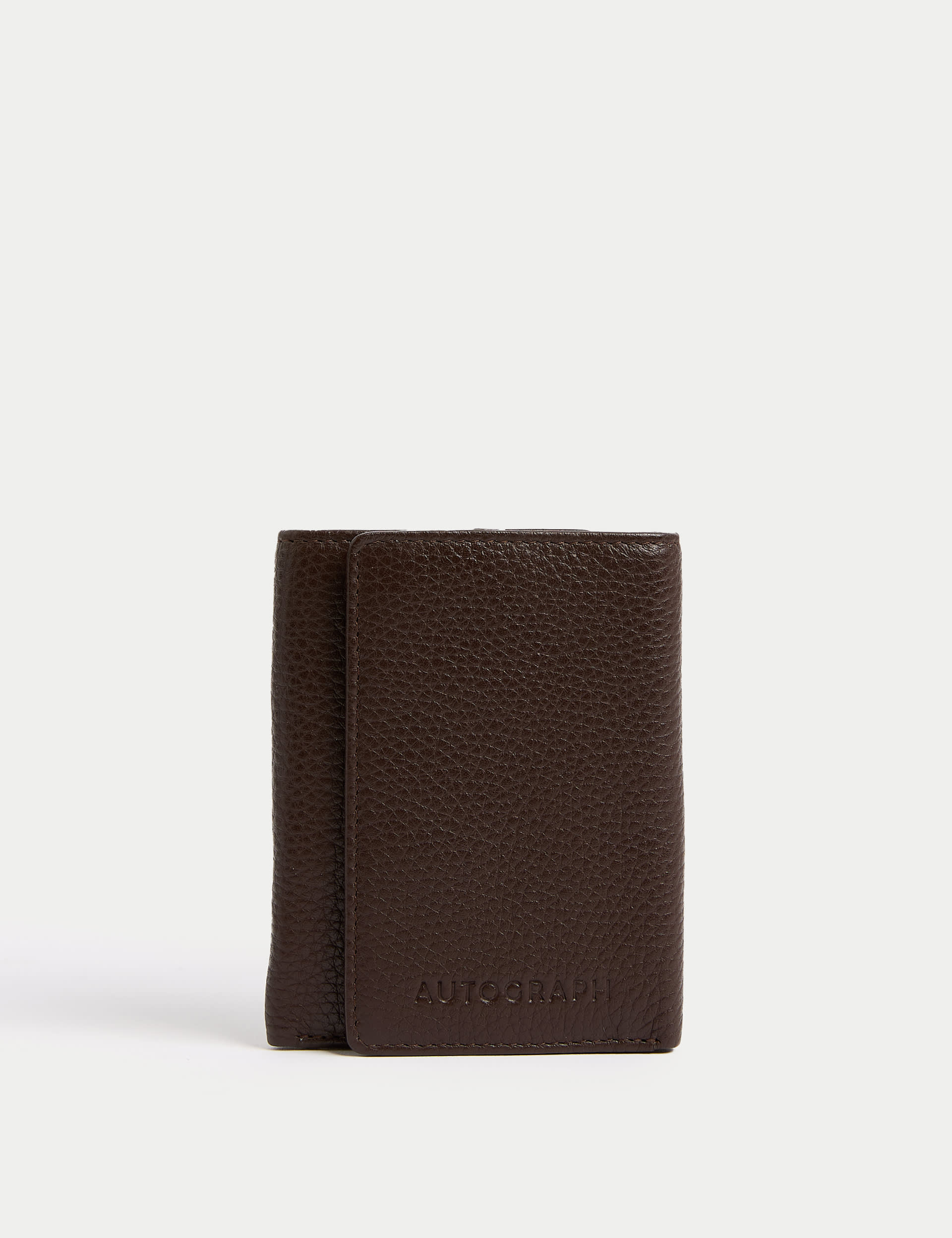 Autograph Men's Leather Pebble Grain Tri-Fold Wallet - Brown, Brown