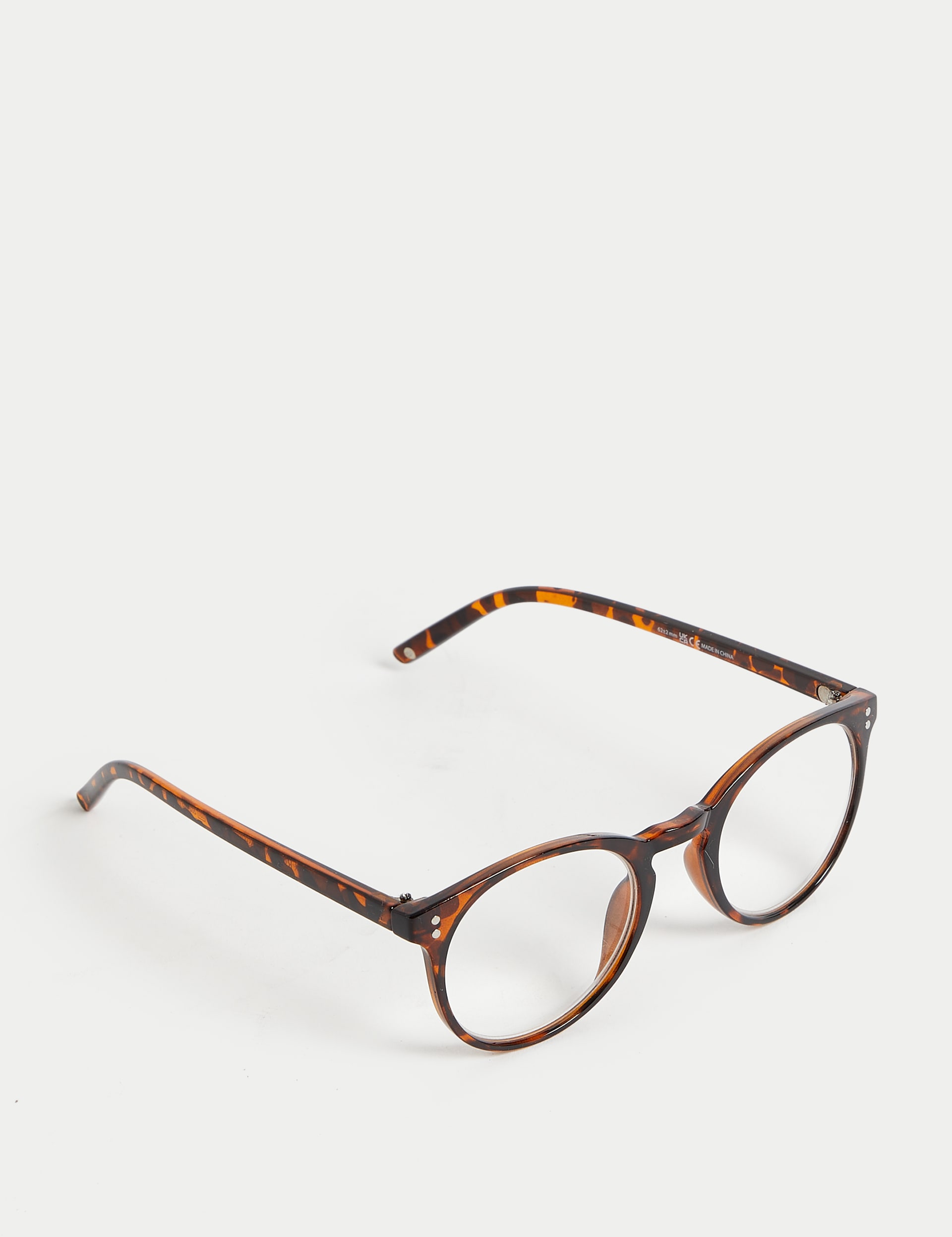 M&S Collection Men's Round Reading Glasses - 1.5 - Brown Mix, Brown Mix,Light Grey