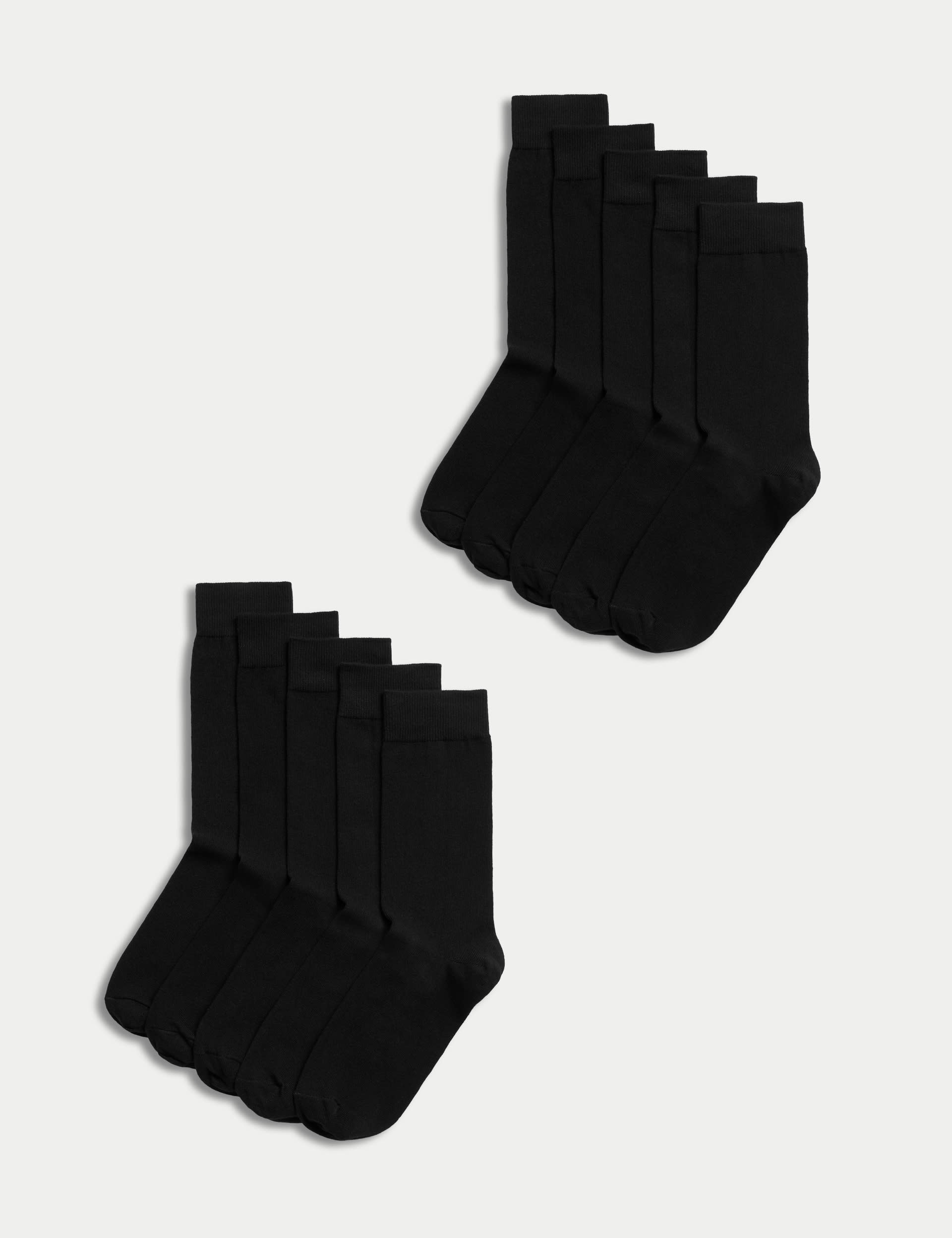 M&S Collection Men's 10pk Cool & Fresh Cotton Rich Socks - 9-12 - Black, Black