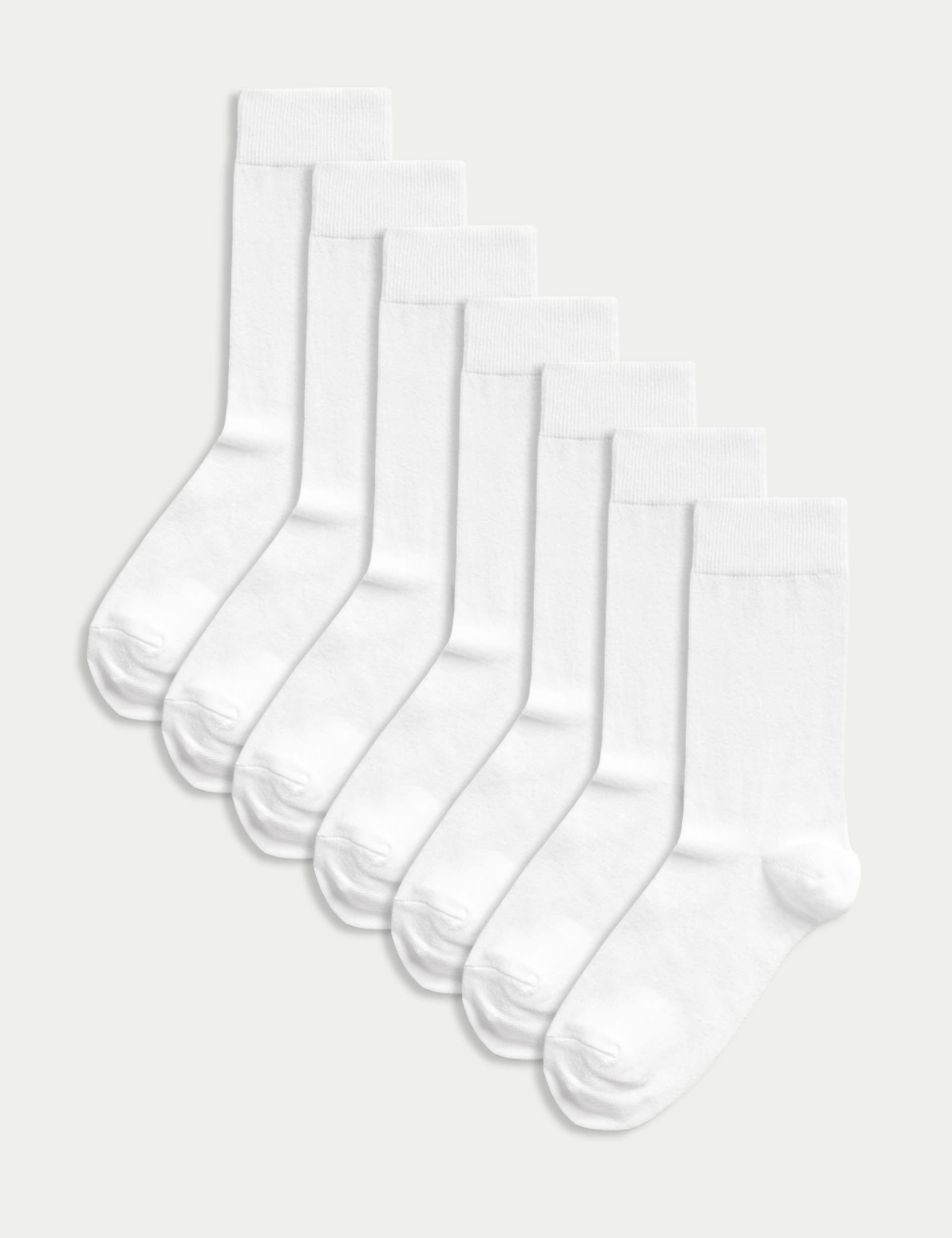 M&S Collection Men's 7pk Cool & Fresh™ Cotton Rich Socks - 9-12 - Black, Black,White,Grey,Navy