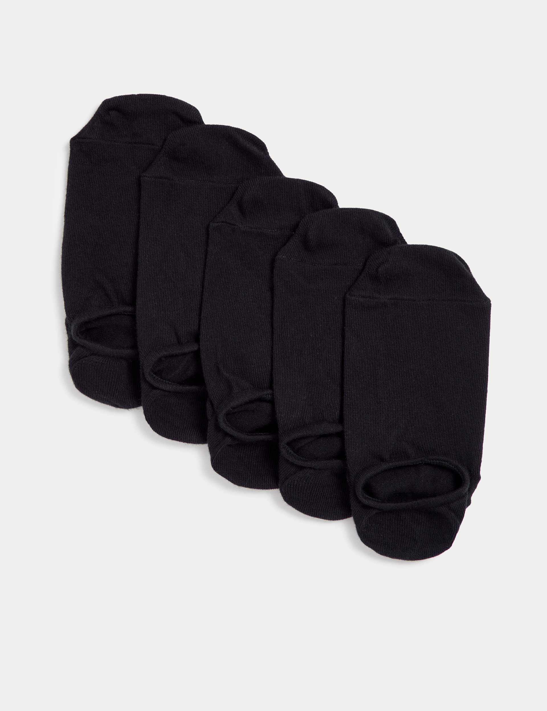 M&S Collection Men's 5pk Cool & Fresh™ Invisible Trainer Liners™ - 9-12 - Black, White,Black