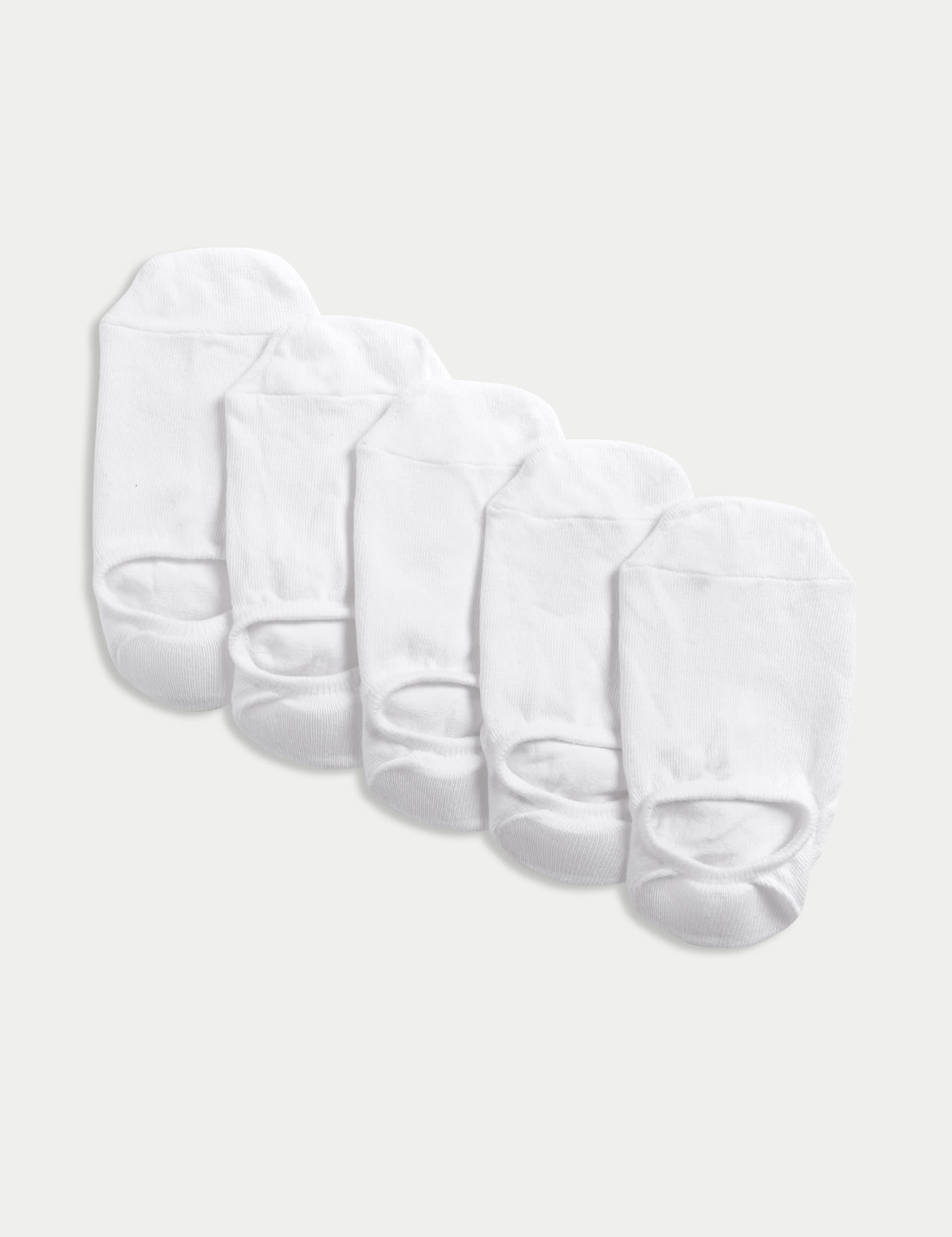 M&S Collection Men's 5pk Cool & Fresh™ Invisible Trainer Liners™ - 9-12 - White, White,Black