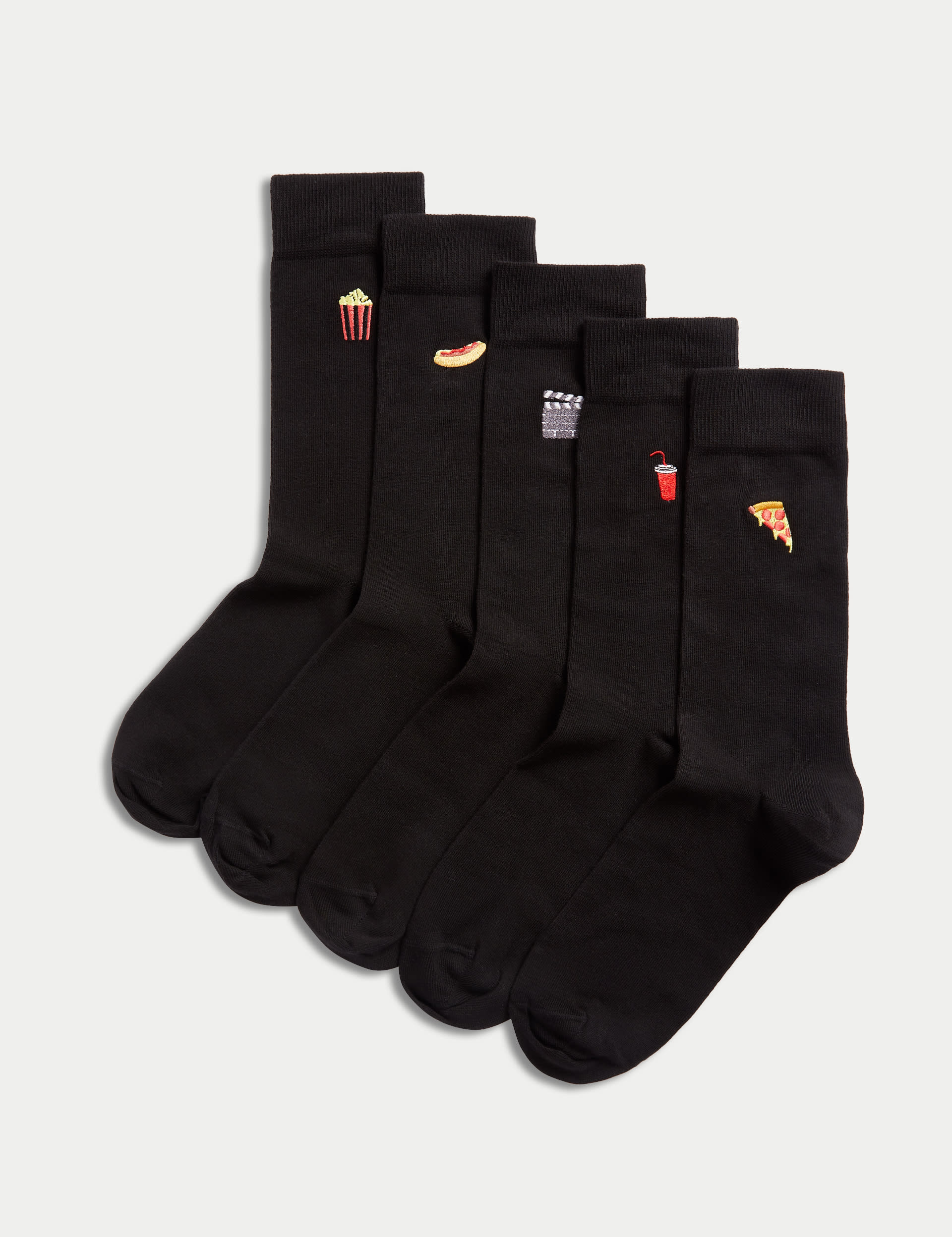 M&S Collection Men's 5pk Cool & Fresh Cotton Rich Socks - 9-12 - Black Mix, Black Mix