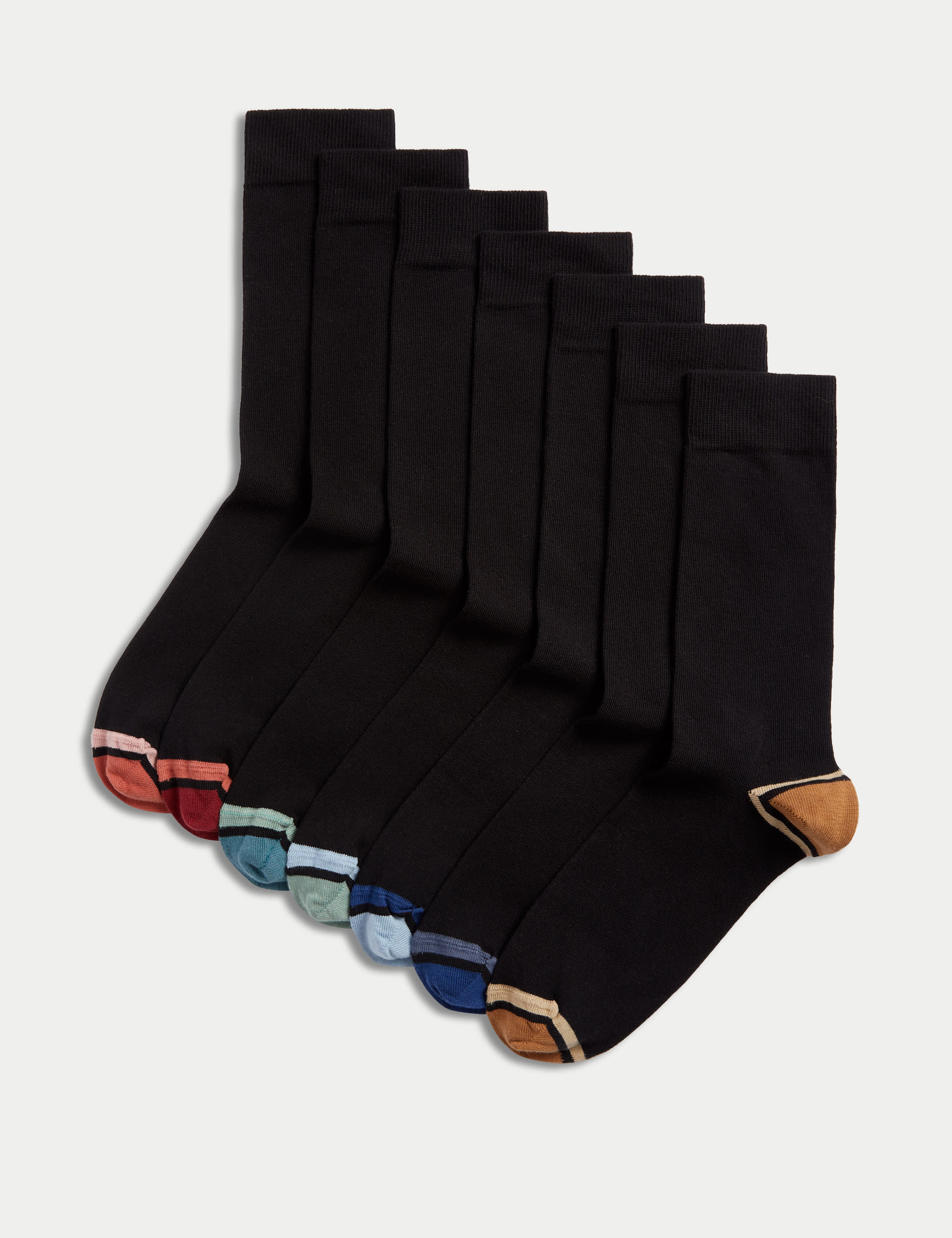 M&S Collection Men's 7pk Cool & Fresh Cotton Rich Socks - 9-12 - Black Mix, Black Mix