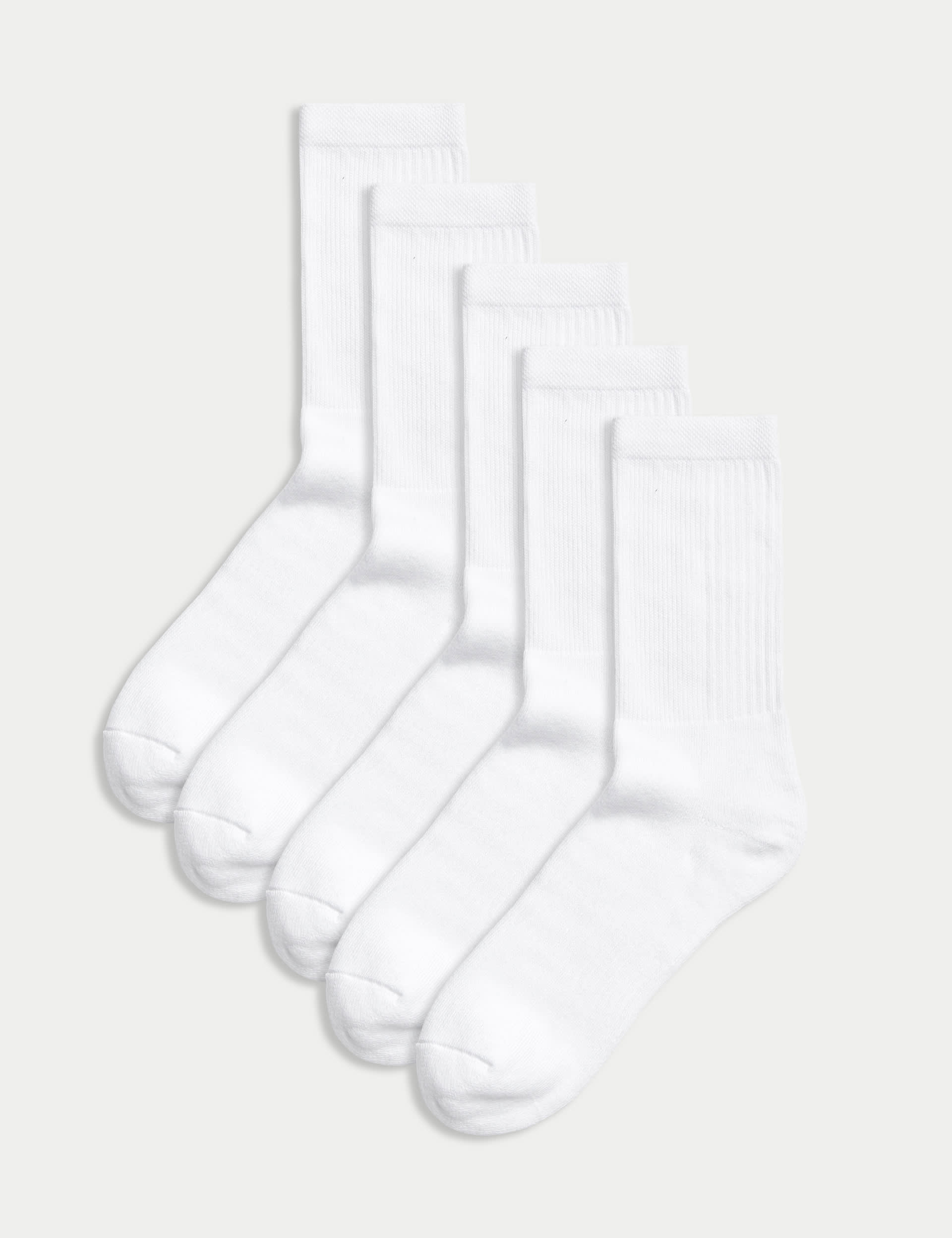 Goodmove Men's 5pk Cool & Fresh™ Cushioned Sports Socks - 9-12 - White, White,Black