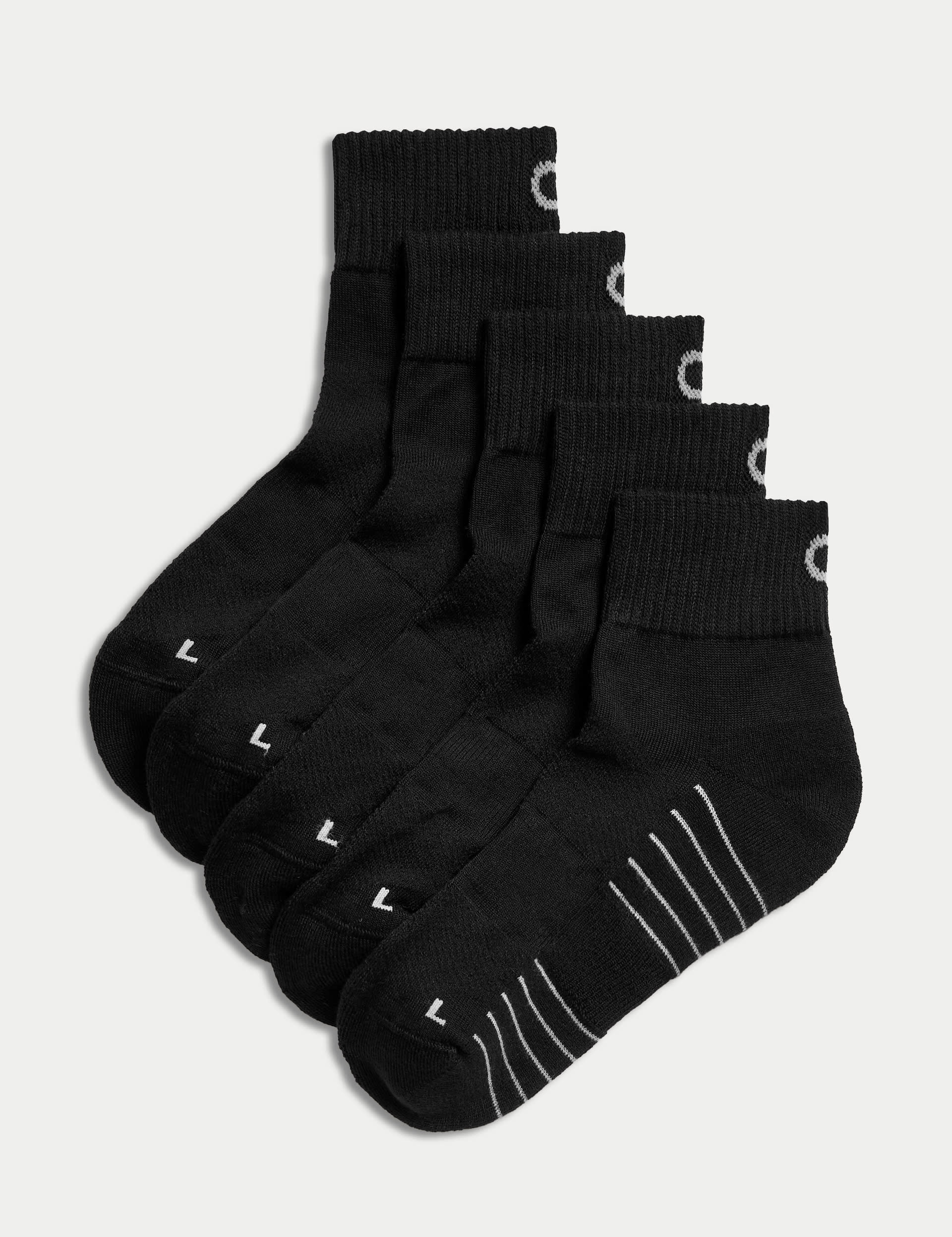 Goodmove Men's 5pk Cushioned Sports Socks - 9-12 - White, Black,White