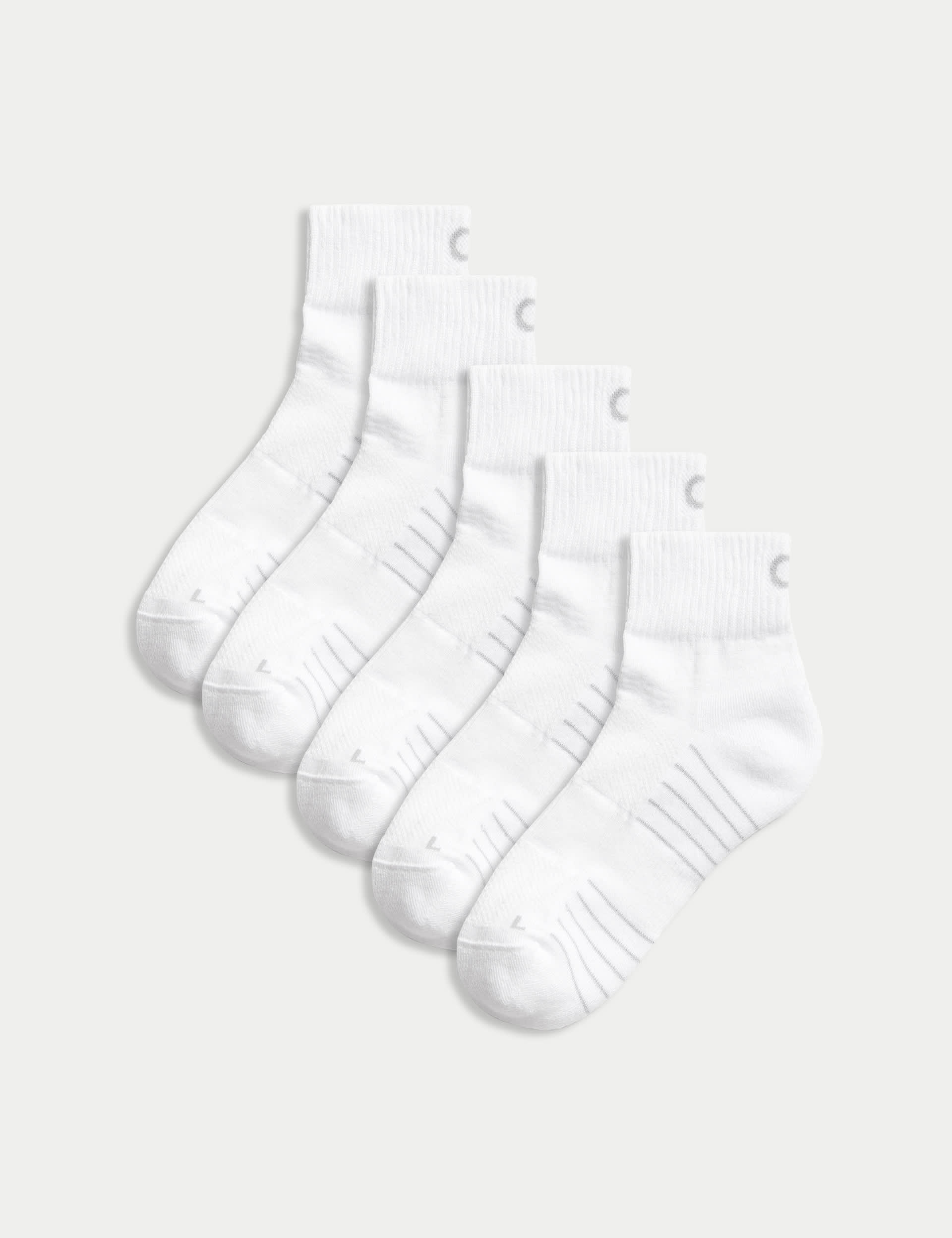 Goodmove Men's 5pk Cushioned Sports Socks - 9-12 - White, Black,White