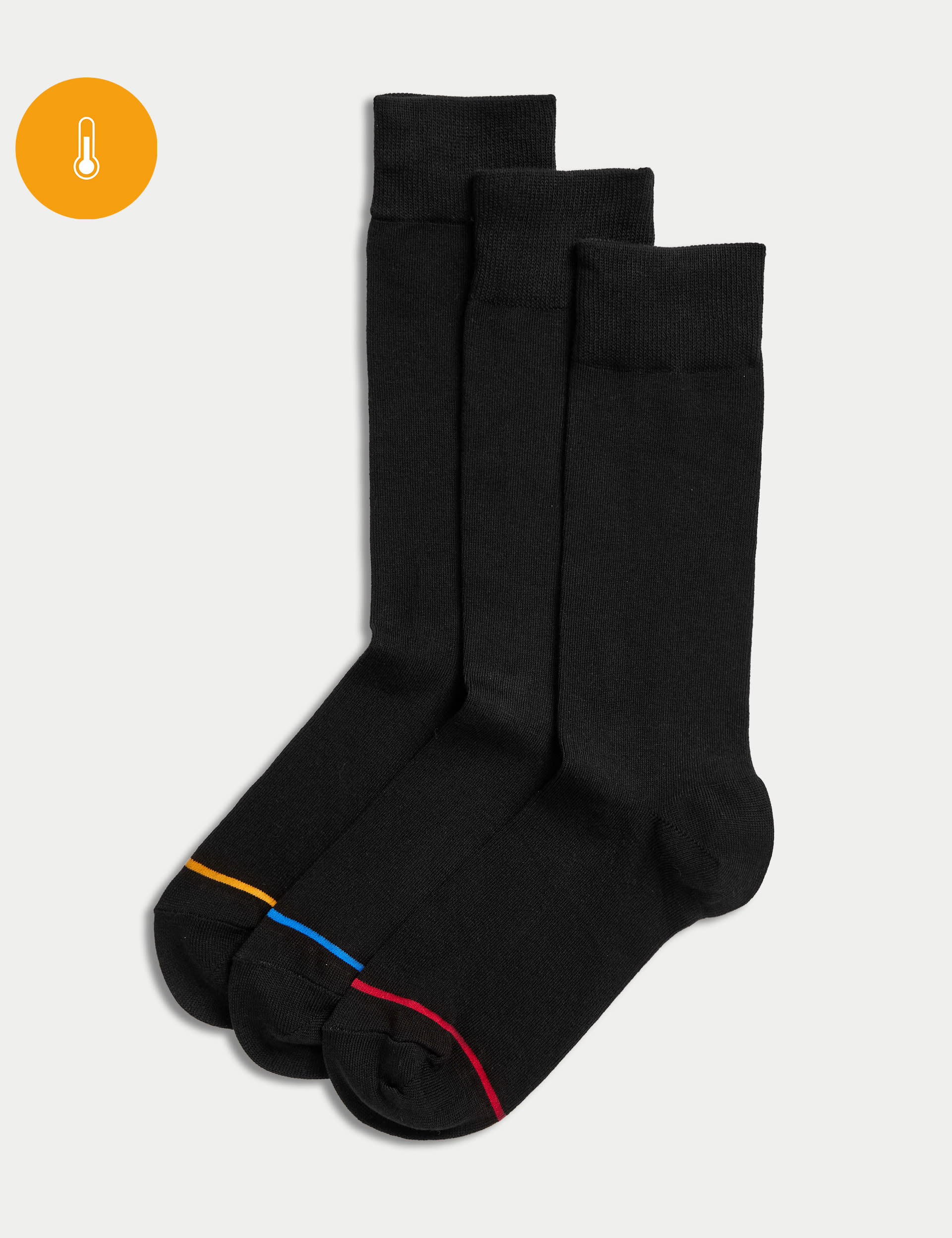 M&S Collection Men's 3pk Heatgen Light Thermal Socks - 9-12 - Black Mix, Black Mix,Dark Grey Mix