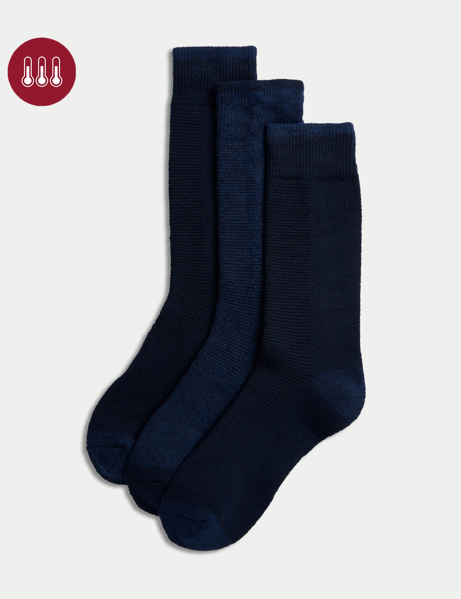 M&S Collection Men's 3pk Heatgen Maximum Warmth Thermal Socks - 9-12 - Navy, Black,Navy