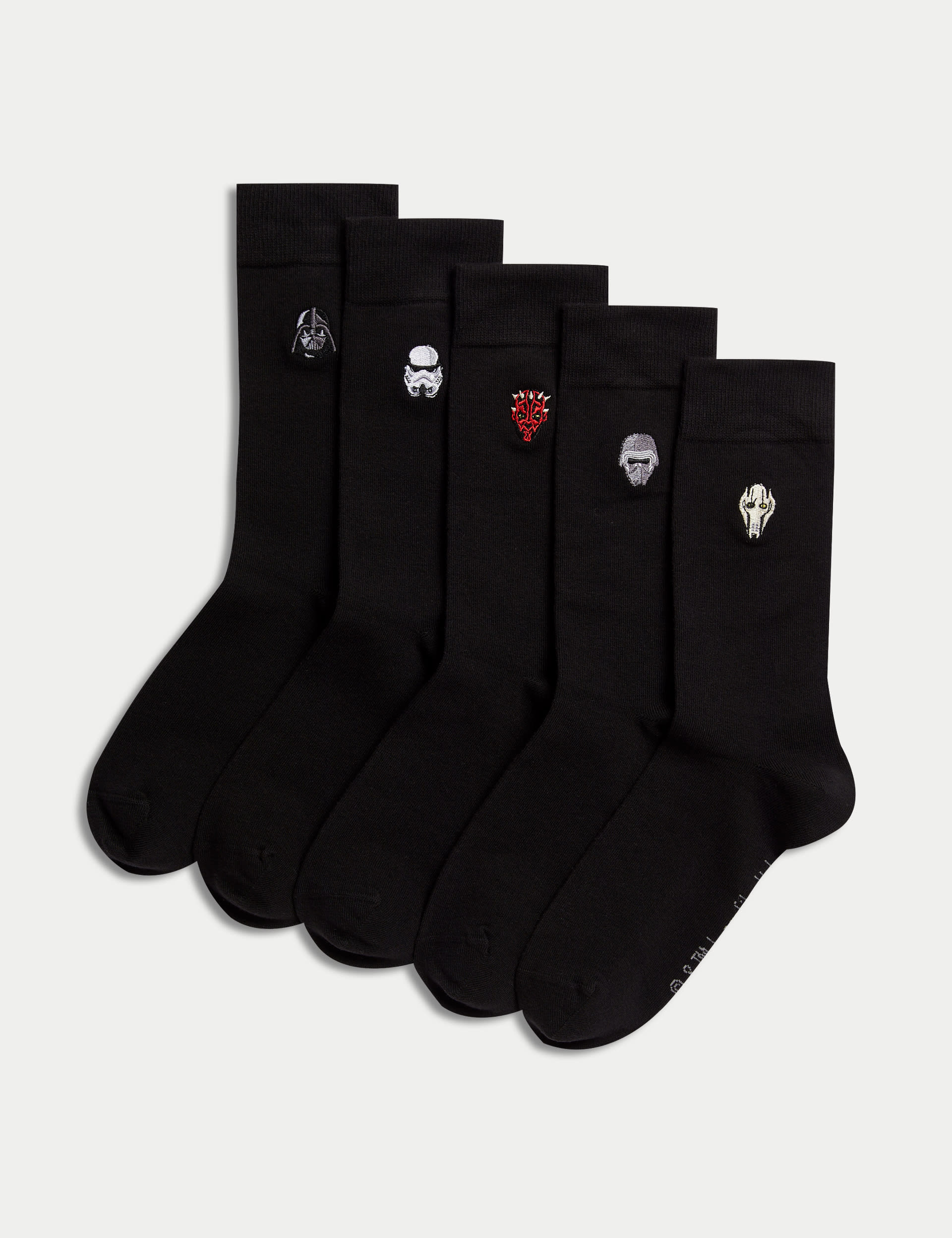 M&S Collection Men's 5pk Star Wars Cotton Rich Socks - 12-14 - Black Mix, Black Mix