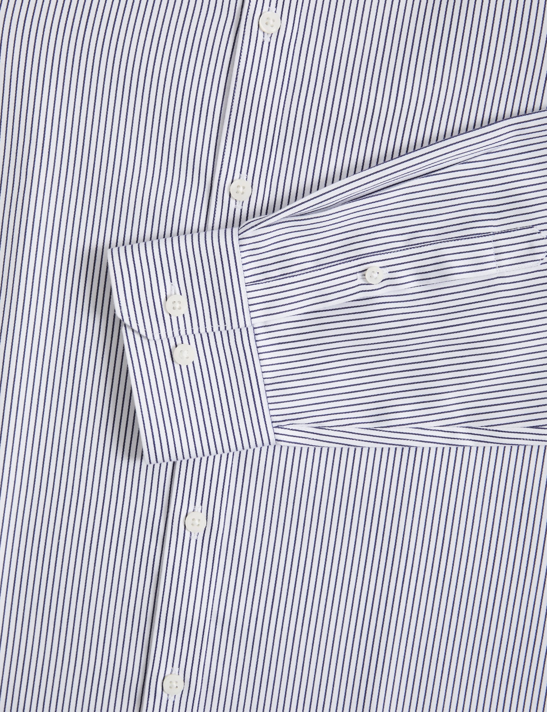 M&S Collection Men's The Ultimate Non Iron Regular Fit Striped Shirt - 16.5 - White/Navy, White/Navy