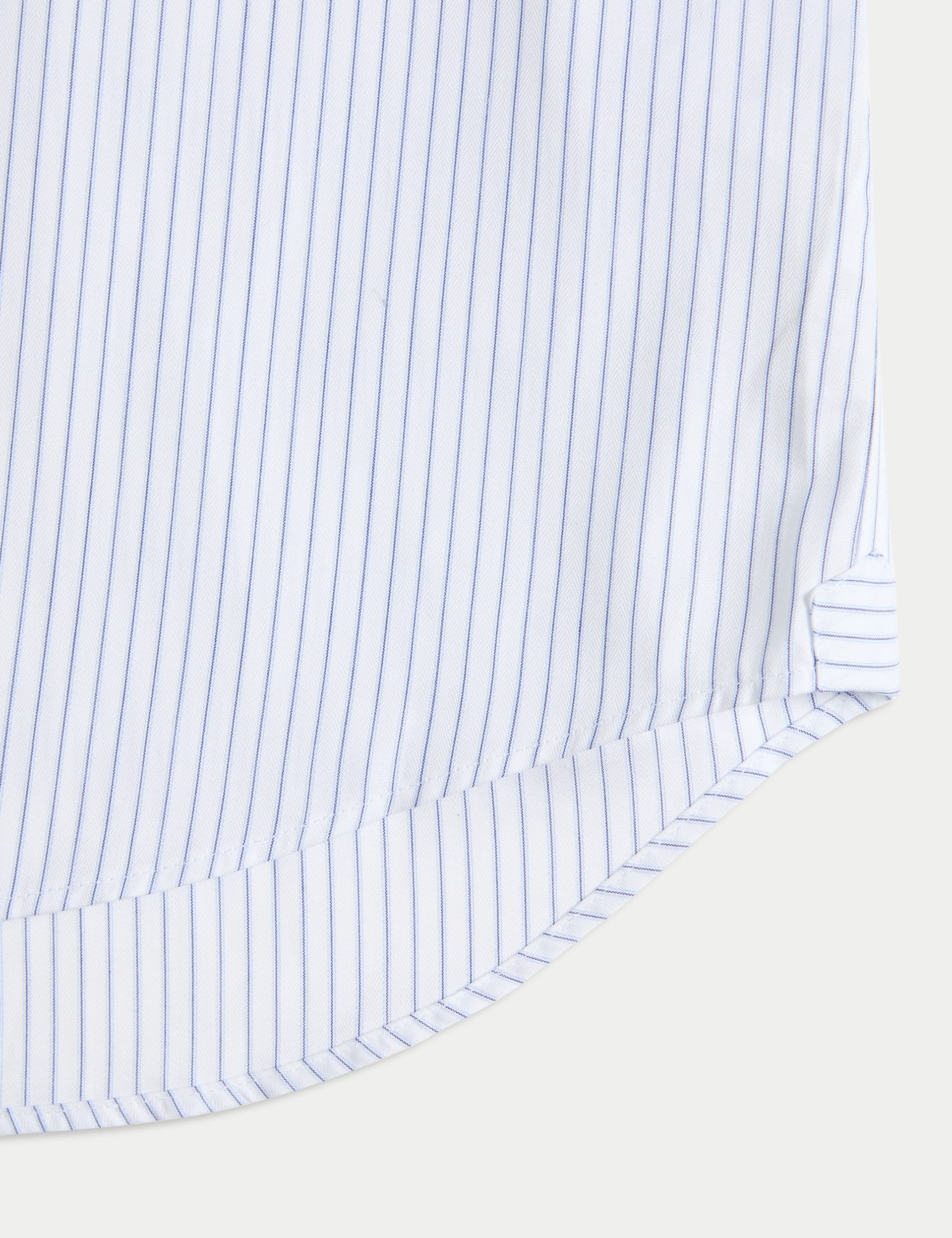 M&S Sartorial Men's Regular Fit Luxury Cotton Striped Shirt - 16.5 - White/Med Blue, White/Med Blue