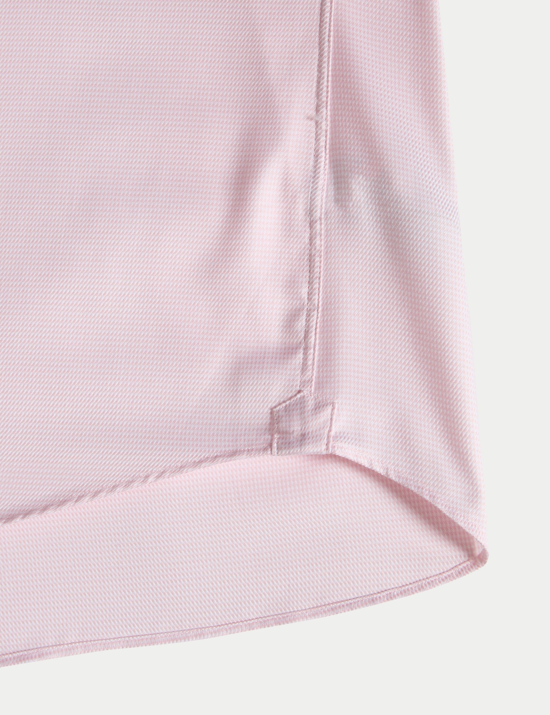 M&S Sartorial Men's Slim Fit Luxury Pure Cotton Textured Shirt - 18 - Pink, Pink