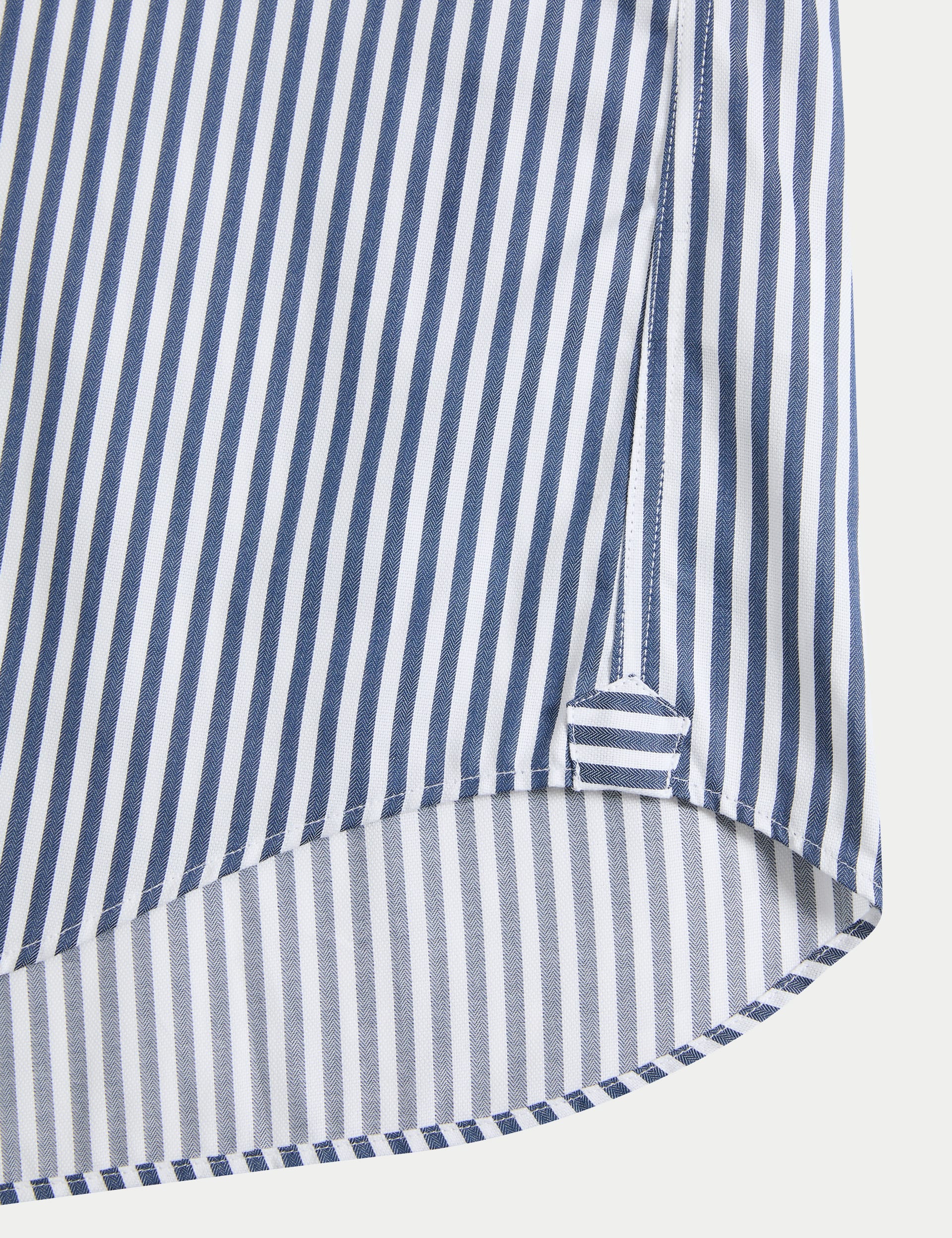 M&S Sartorial Men's Regular Fit Luxury Cotton Striped Shirt - 16.5 - Navy Mix, Blue/White,Navy Mix